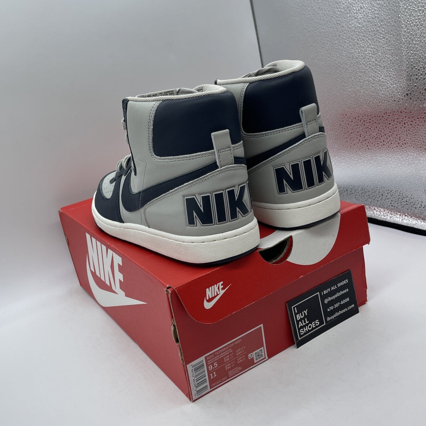 Size 9.5 - Nike Terminator High Georgetown Grey Blue Leather (FB1832-001)
