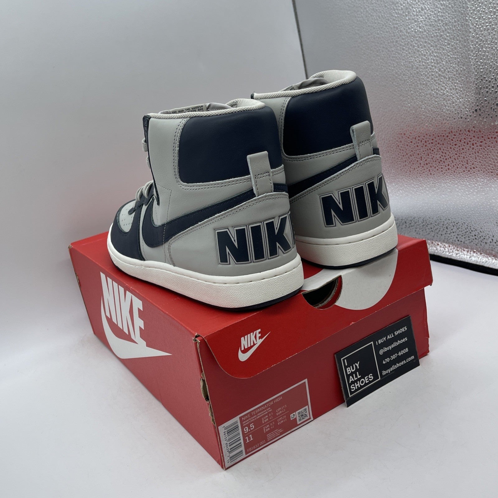 Size 9.5 - Nike Terminator High Georgetown Grey Blue Leather (FB1832-001)