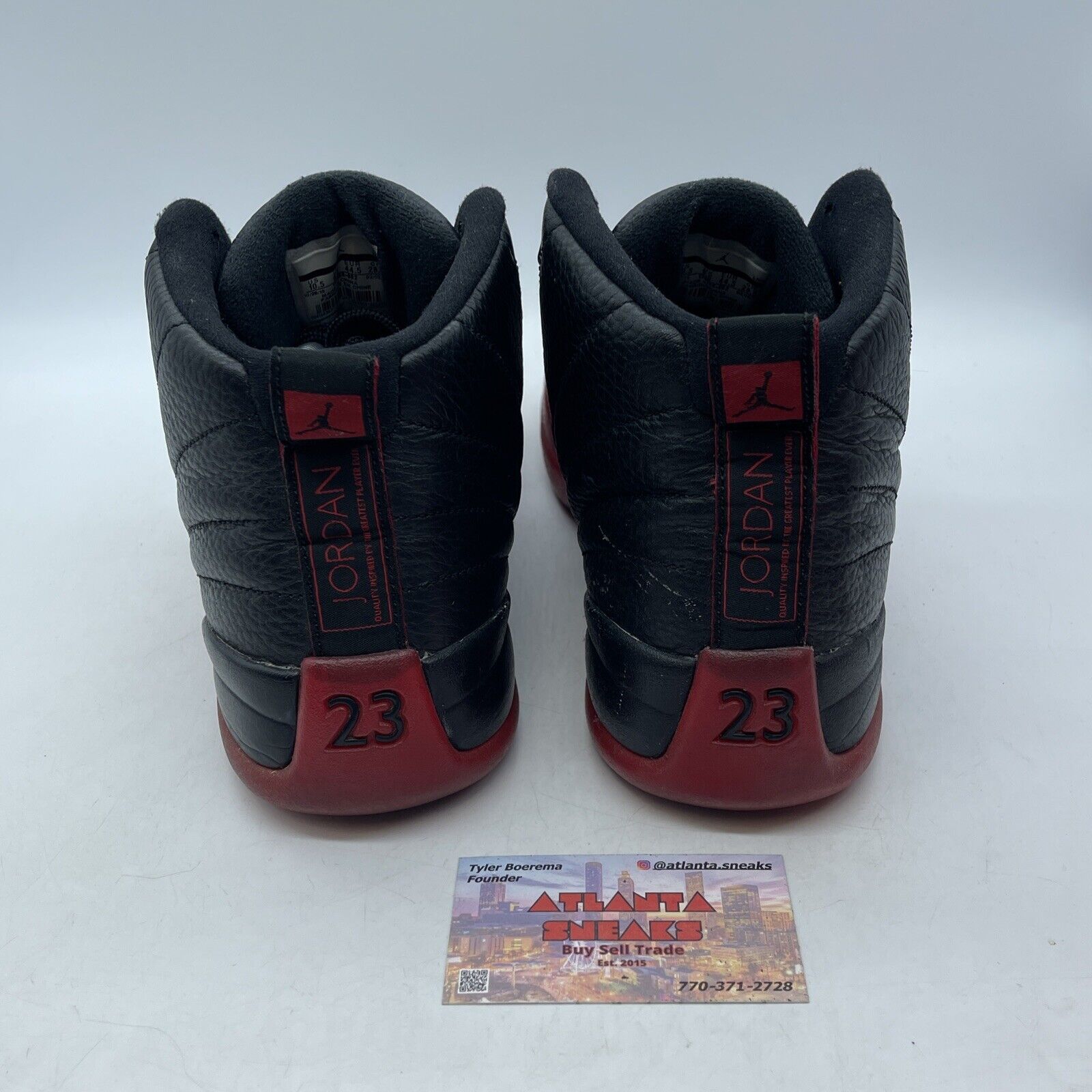 Size 10.5 - Jordan 12 Retro Mid Flu Game Black Red Leather (130690-002)