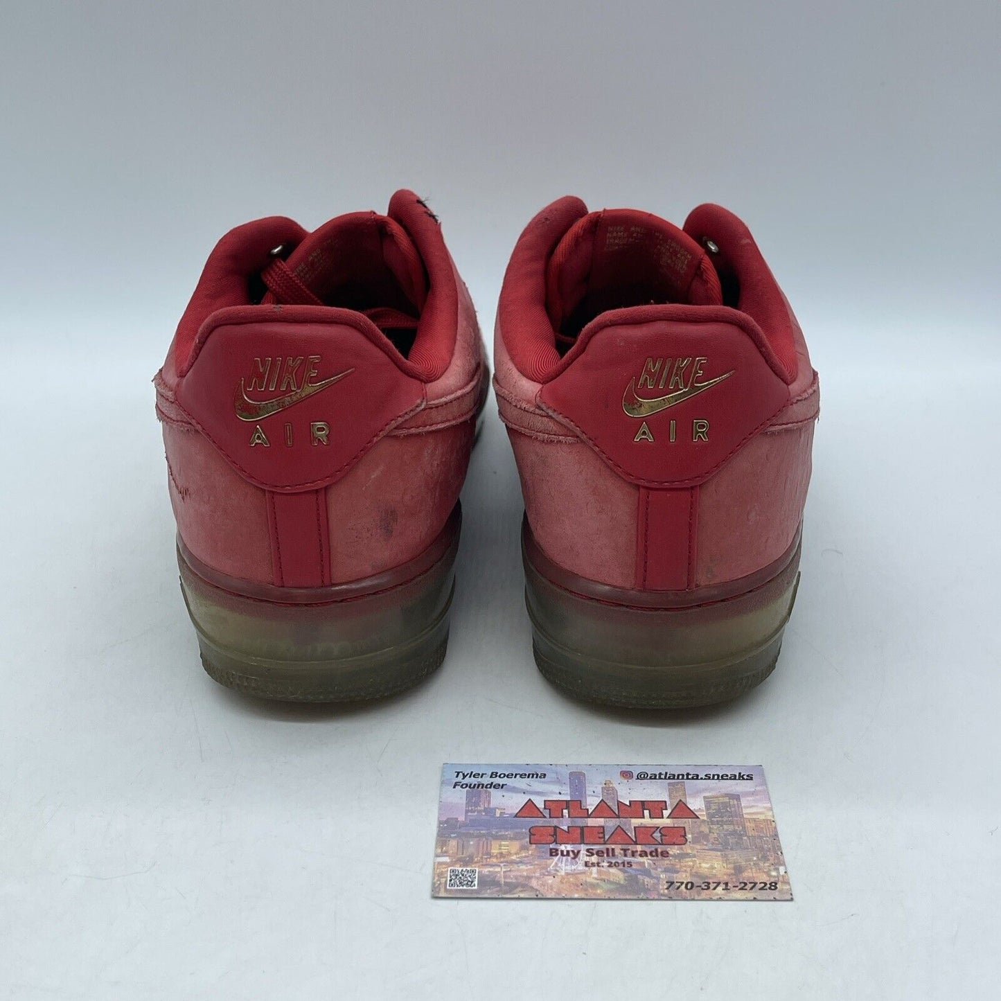 Size 9.5 - Nike Air Force 1 Cmft Lux Low Ostrich Red Gold Leather (805300-600)