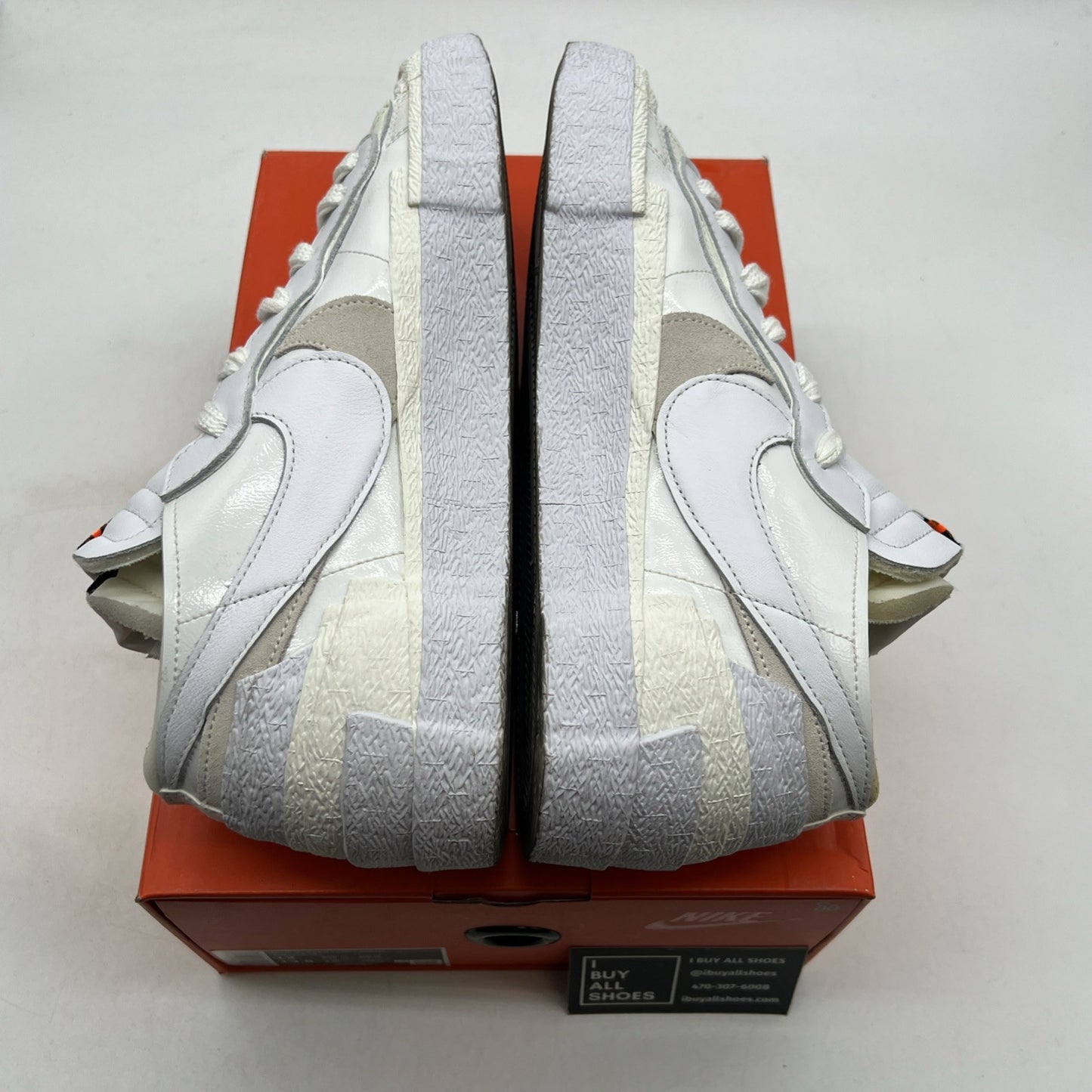 Size 12 - Nike sacai x Blazer Low White Patent (DM6443-100)