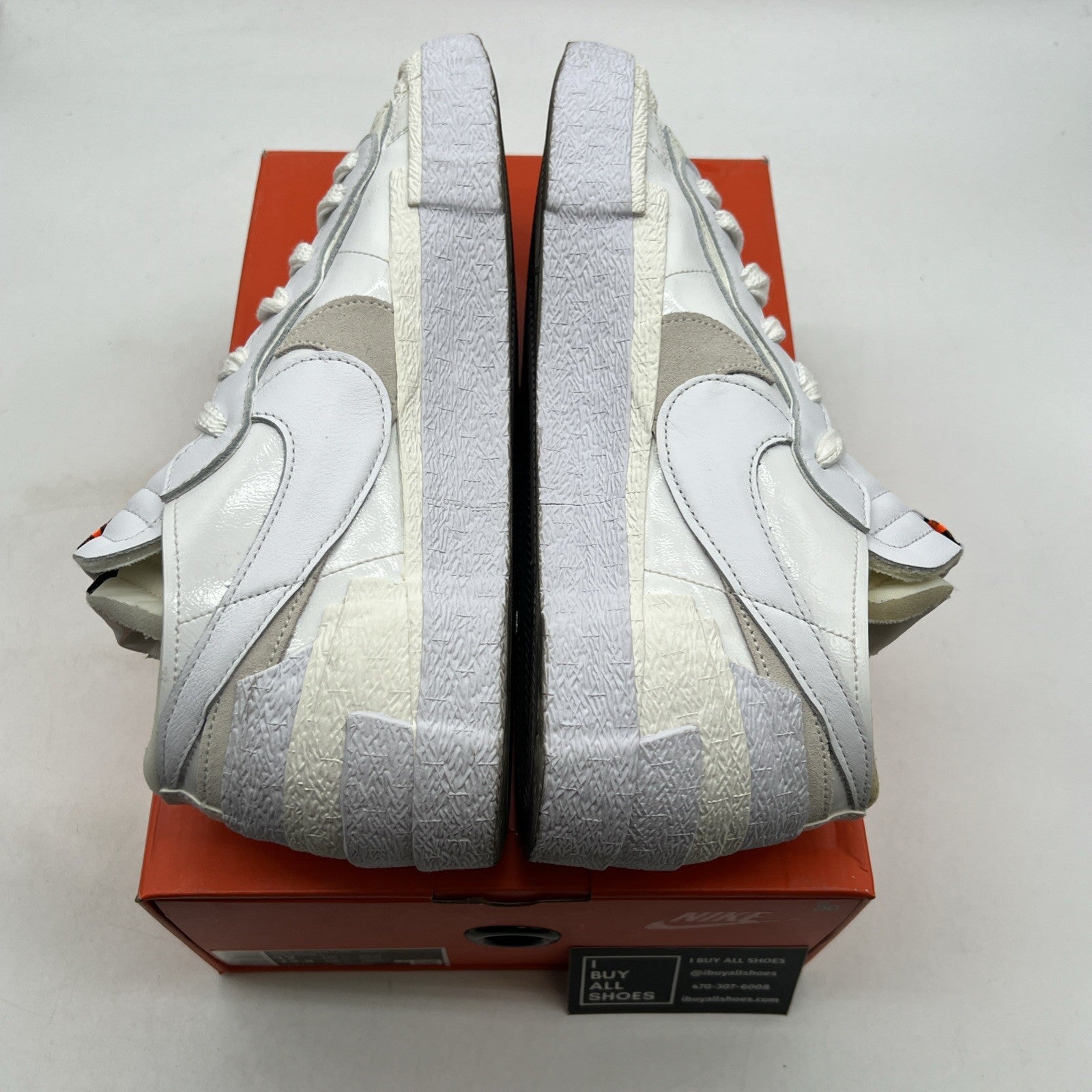 Size 12 - Nike sacai x Blazer Low White Patent (DM6443-100)