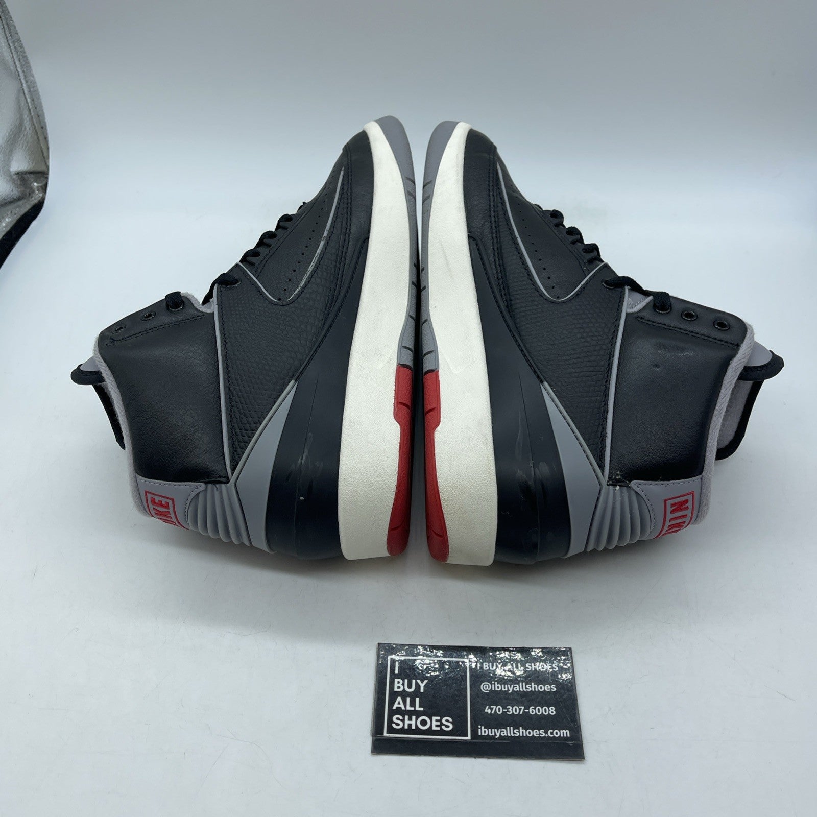 Size 8.5 - Air Jordan 2 Retro Black Cement Grey Red Leather (DR8884-001)
