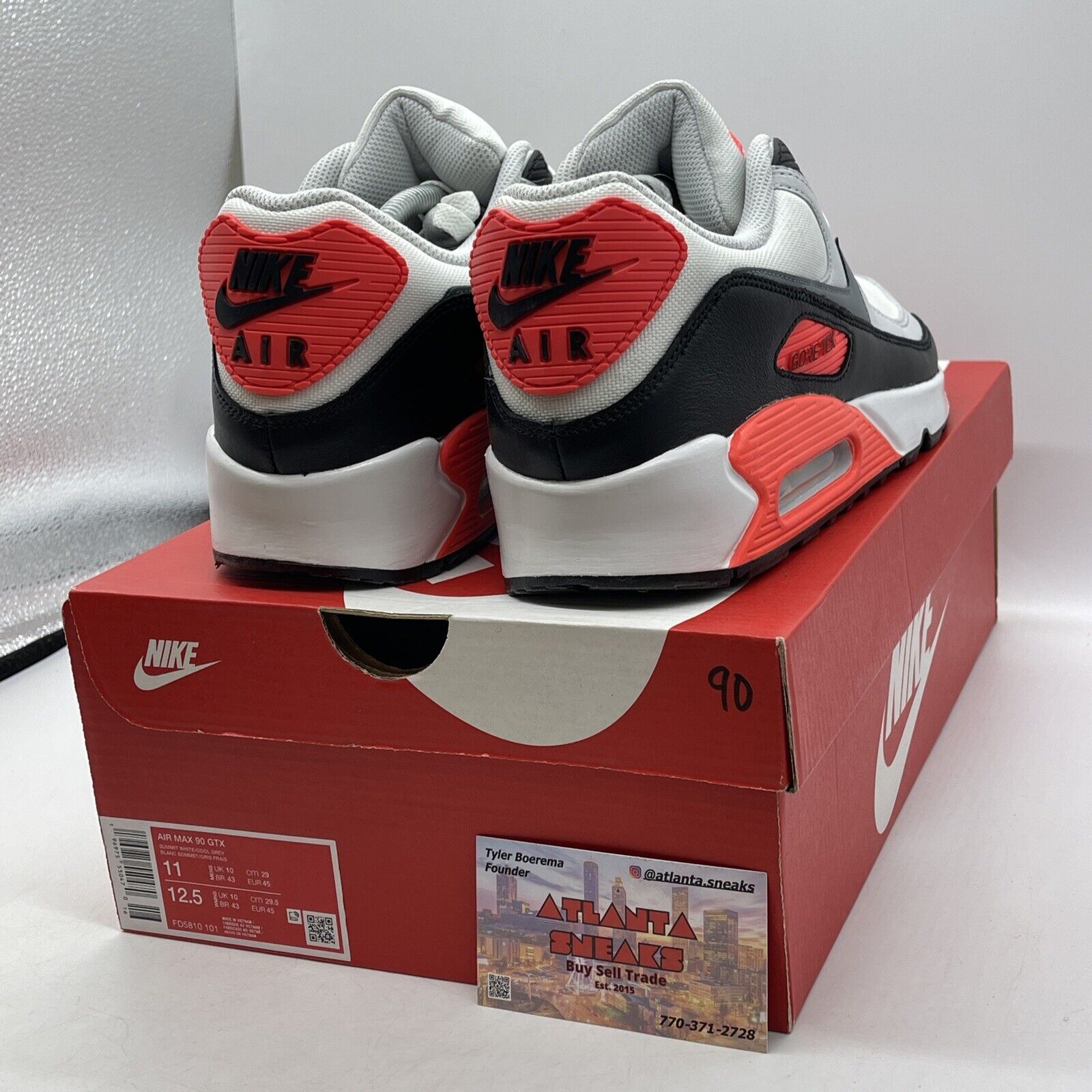 Size 11 - Nike Air Max 90 Gore-Tex Infrared  White Leather suede  (FD5810-101)