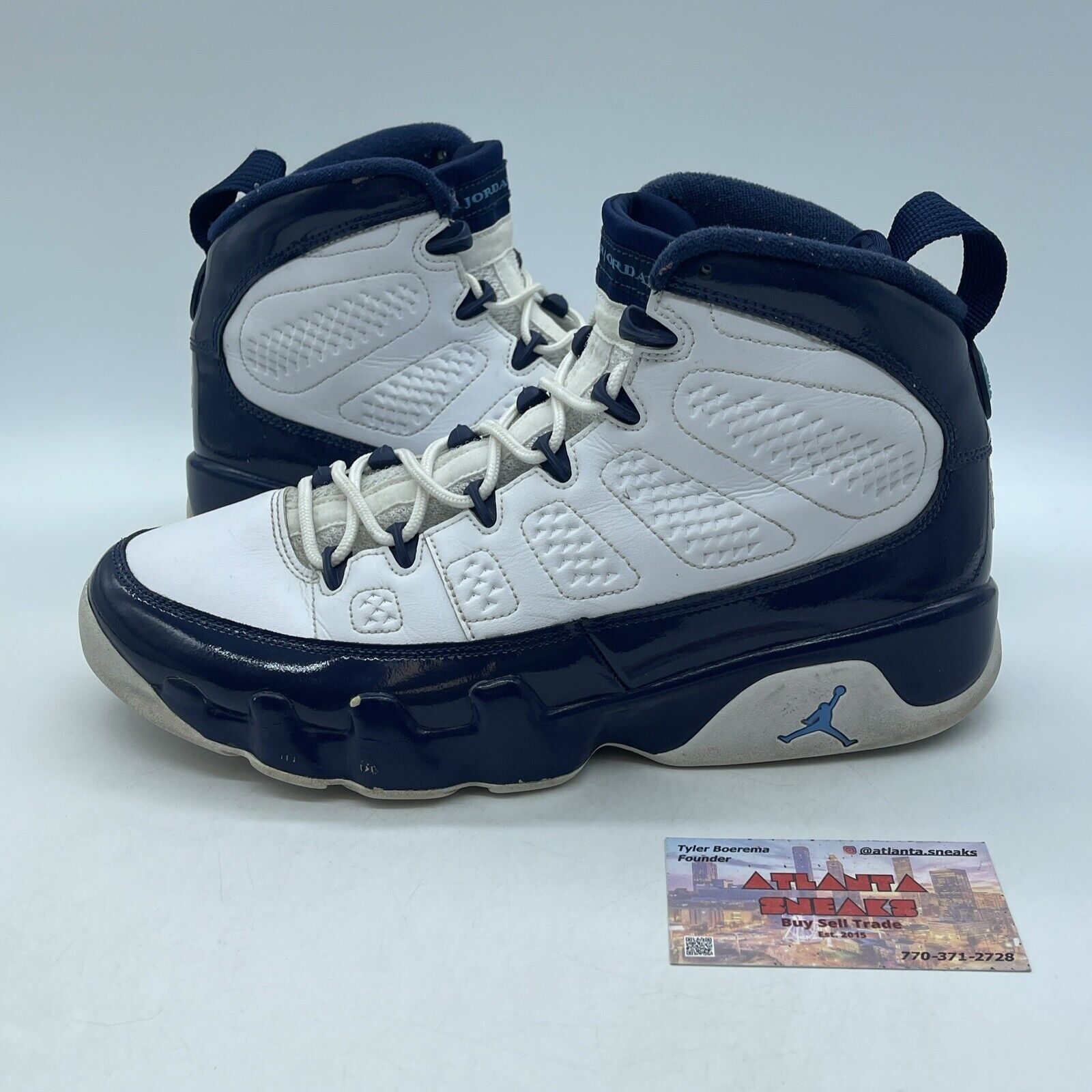 Size 9.5 - Air Jordan 9 Retro UNC Blue White Leather (302370-145)