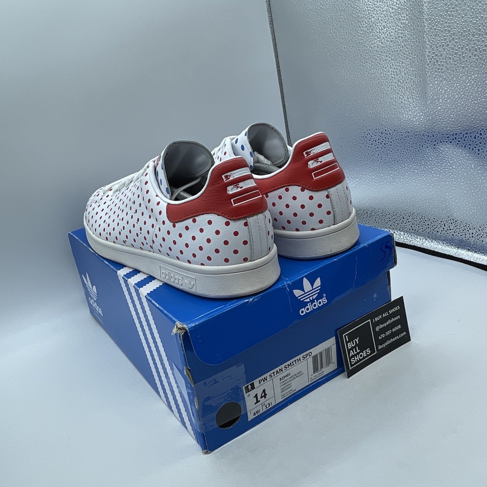 Size 14 - adidas Pharrell x Stan Smith Small Polka Dot Leather (B25401)