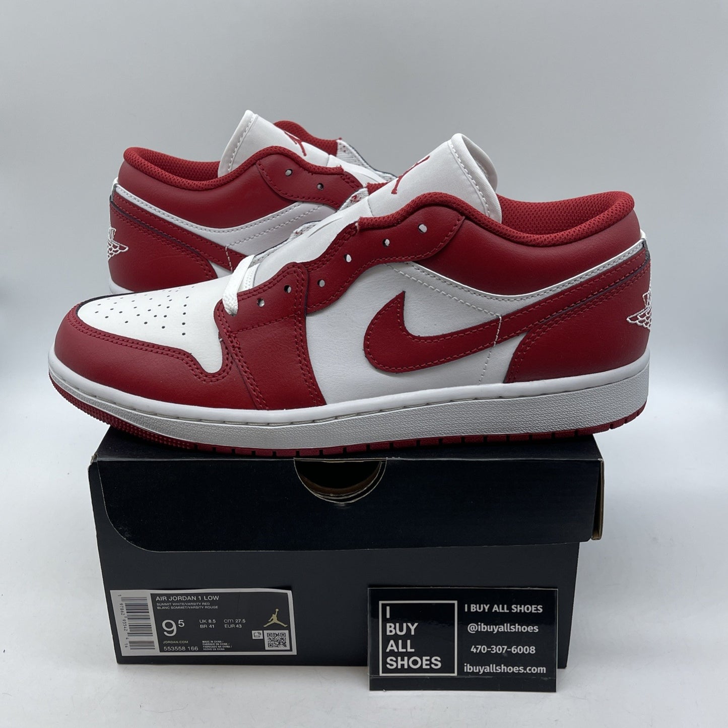 Size 9.5 - Air Jordan 1 Low New Beginnings Red White Leather (553558-166)