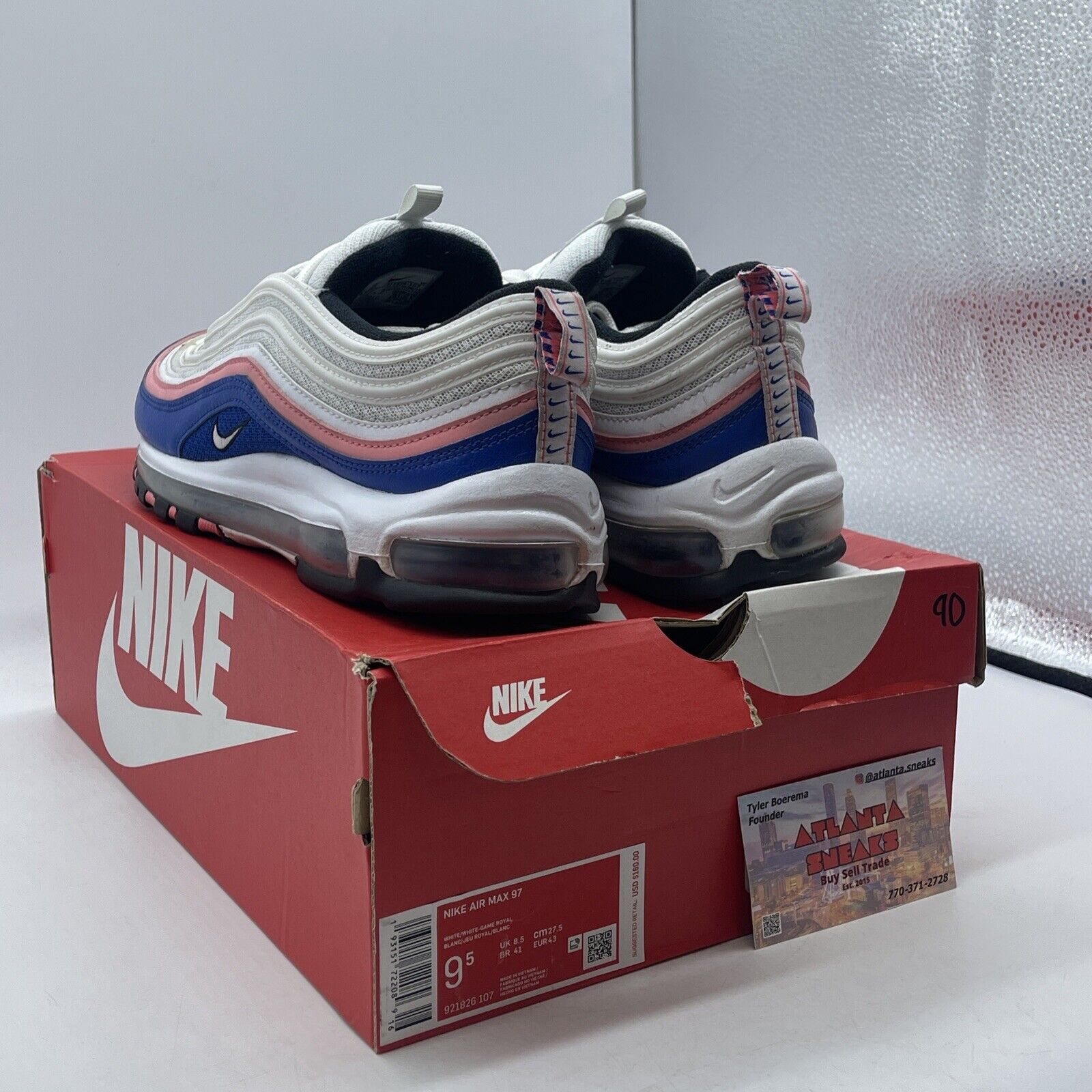 Size 9.5 - Nike Air Max 97 Ultramarine White Pink Blue (921826-107)