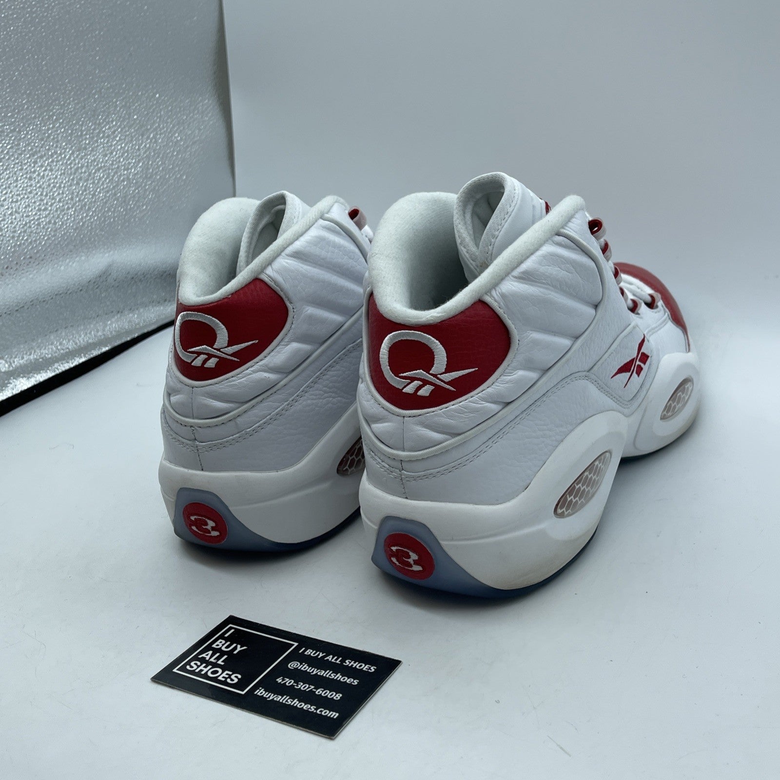 Size 13 - Reebok Question Mid White Pearlized Red White Leather (023501-312)