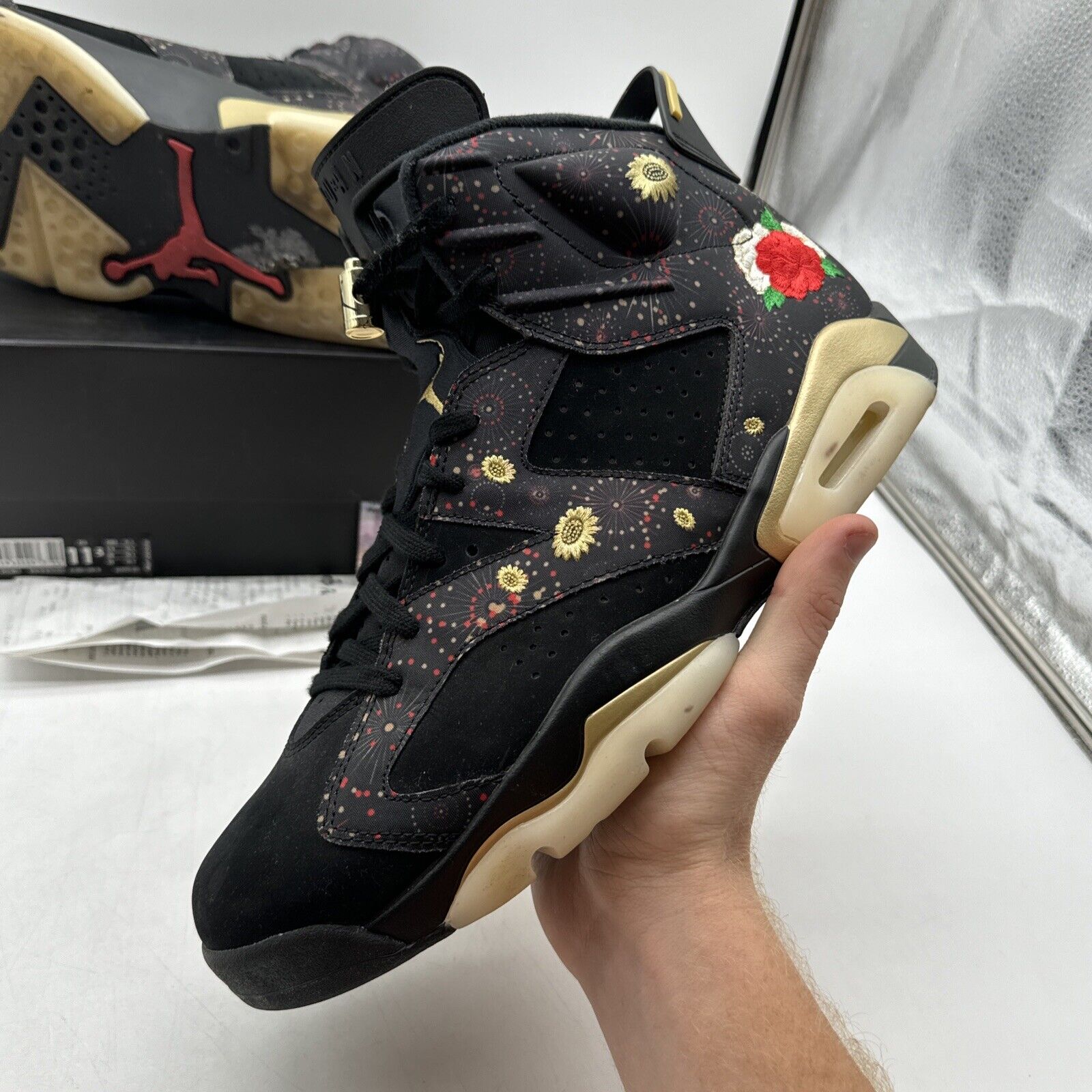 Size 11.5 - Jordan 6 Retro Chinese New Year 2018 Gold Black Suede OG All Rose