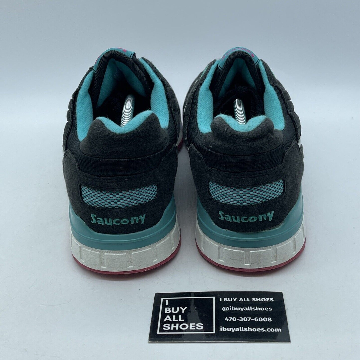 Size 13 -Saucony Big Girls Shadow 5000 Turquoise Black White Suede (1269048-100)