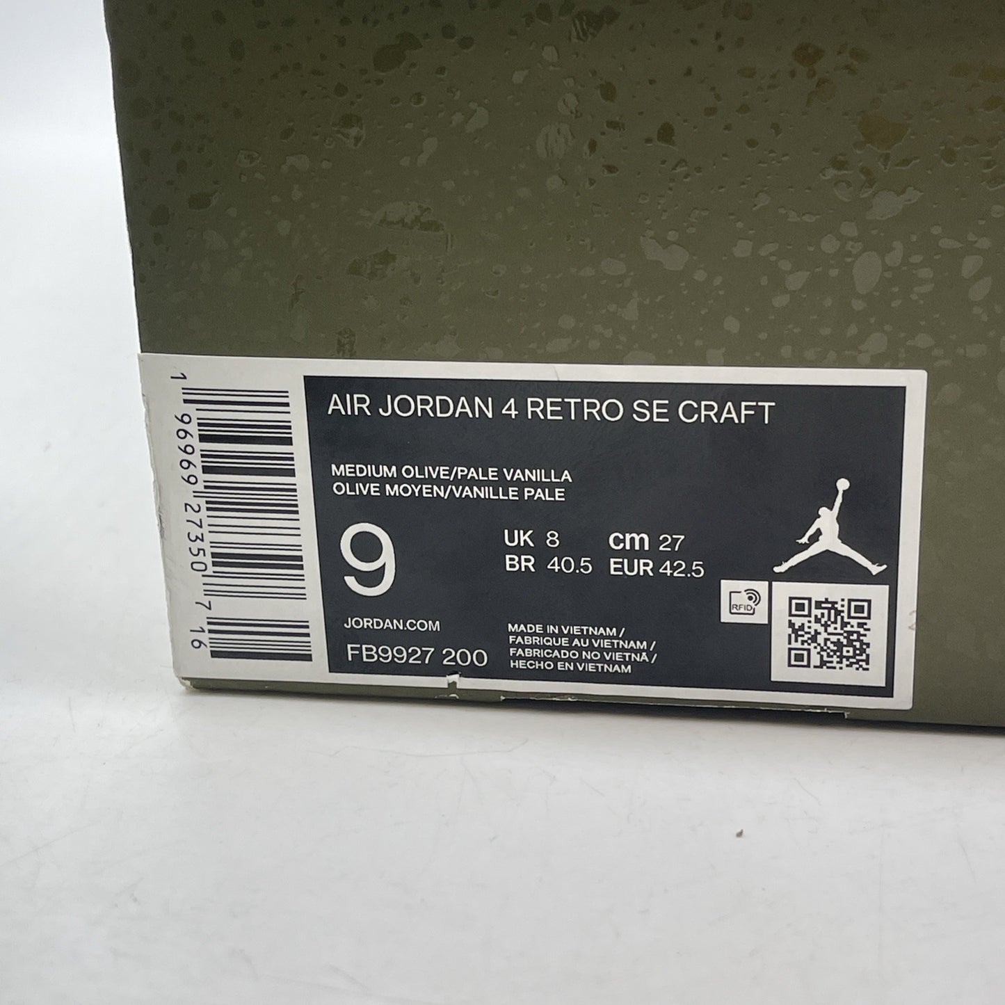 Size 9 - Jordan 4 SE Retro Low Craft Olive Black Leather Suede (FB9927-200)