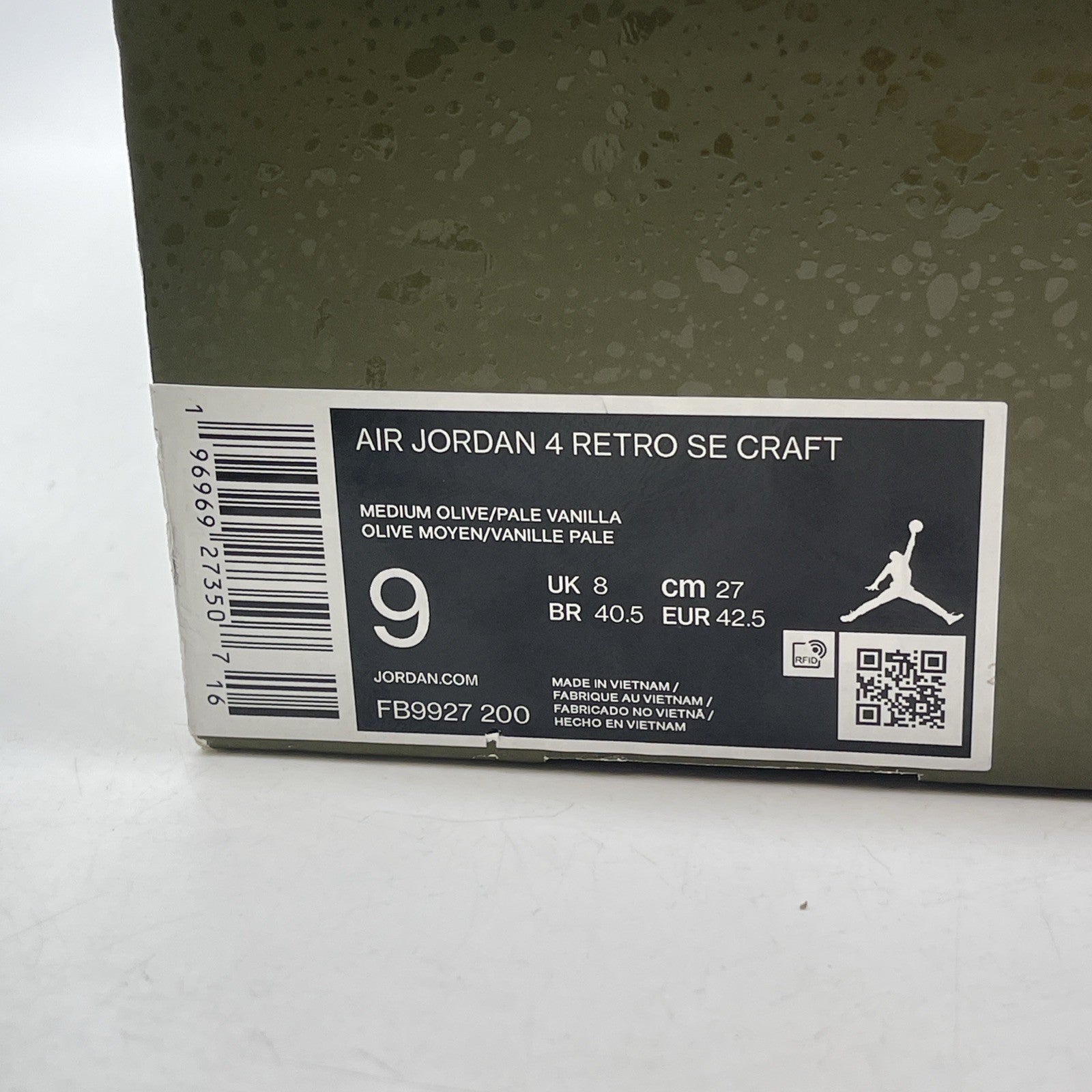 Size 9 - Jordan 4 SE Retro Low Craft Olive Black Leather Suede (FB9927-200)