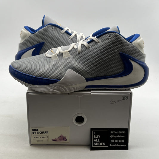 Size 13- Nike Zoom Freak 1 Giannis Antetokounmp ID Shoes White Blue (CJ5614-991)