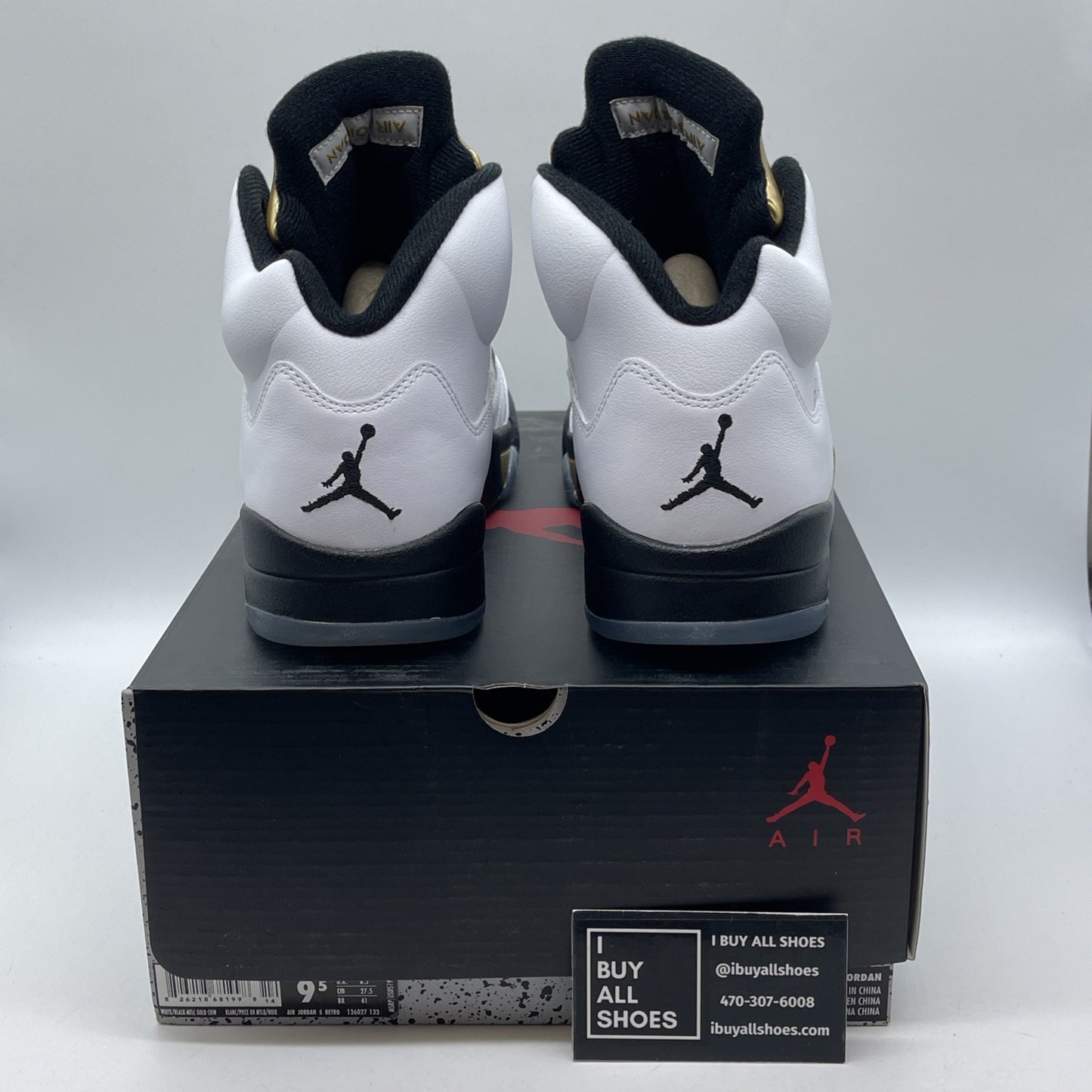 Size 9.5 - Air Jordan 5 Retro Olympic White Gold Leather (136027-133)