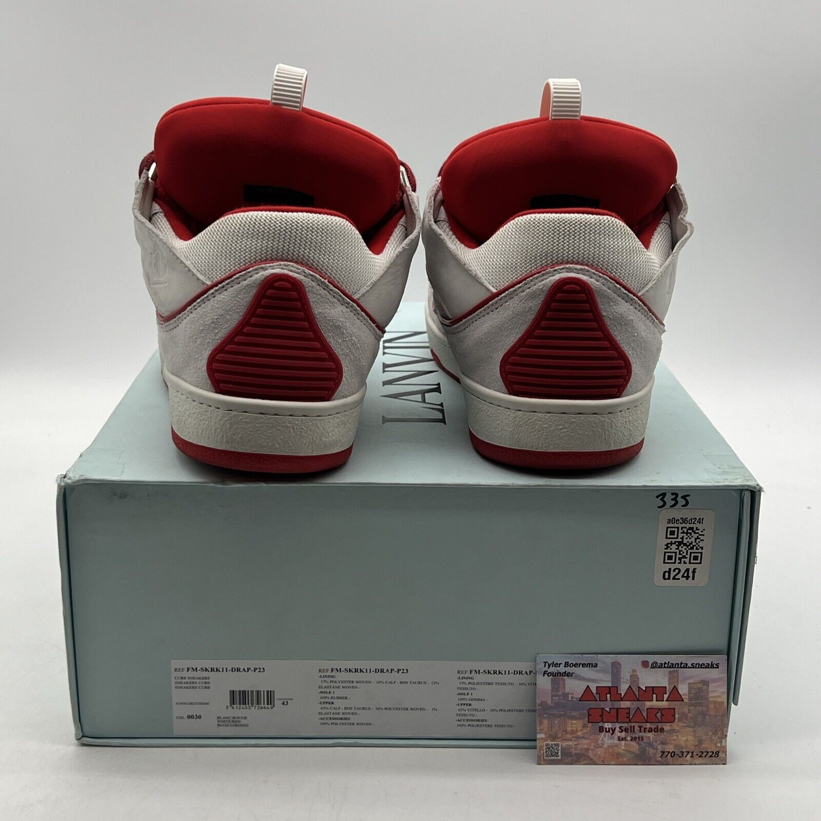 Size 10 - Lanvin Wmns Curb Sneakers White Red (FM-SKRK11-DRAP-P23)