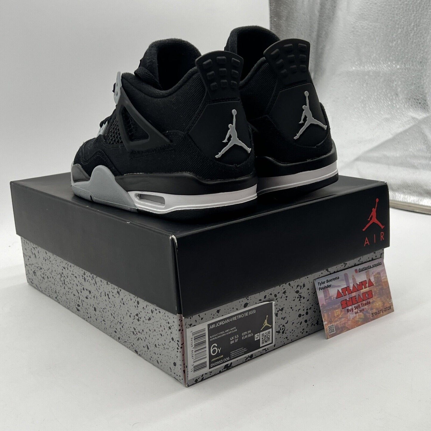 Size 6 - Jordan 4 Retro SE Mid Black Canvas White Grey Suede (DV0553-006)