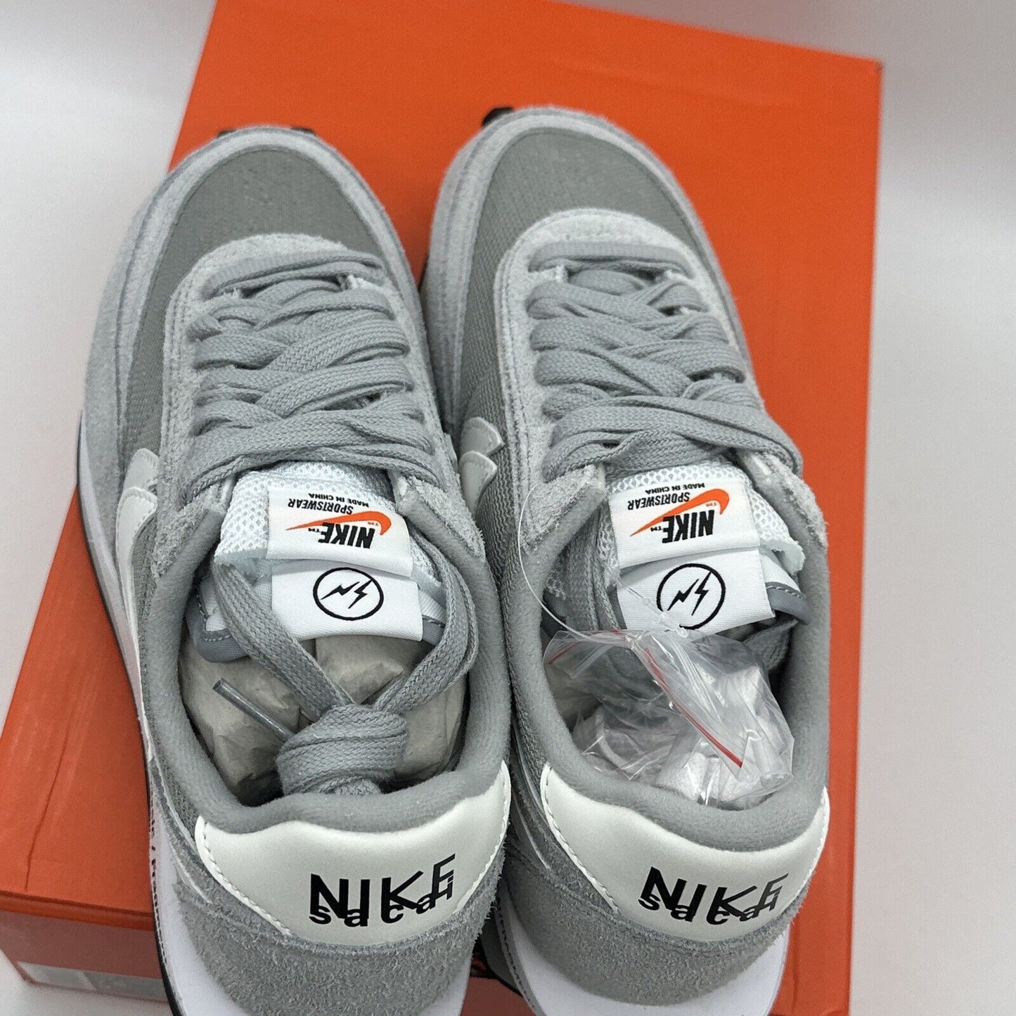 Size 7.5 - Nike LDV Waffle x Fragment Design x Sacai Gray New Suede & Jersey Wht