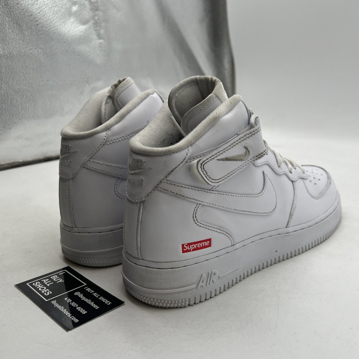 Size 10 - Nike Supreme x Air Force 1 Mid Box Logo - Triple White (FZ8784-100)