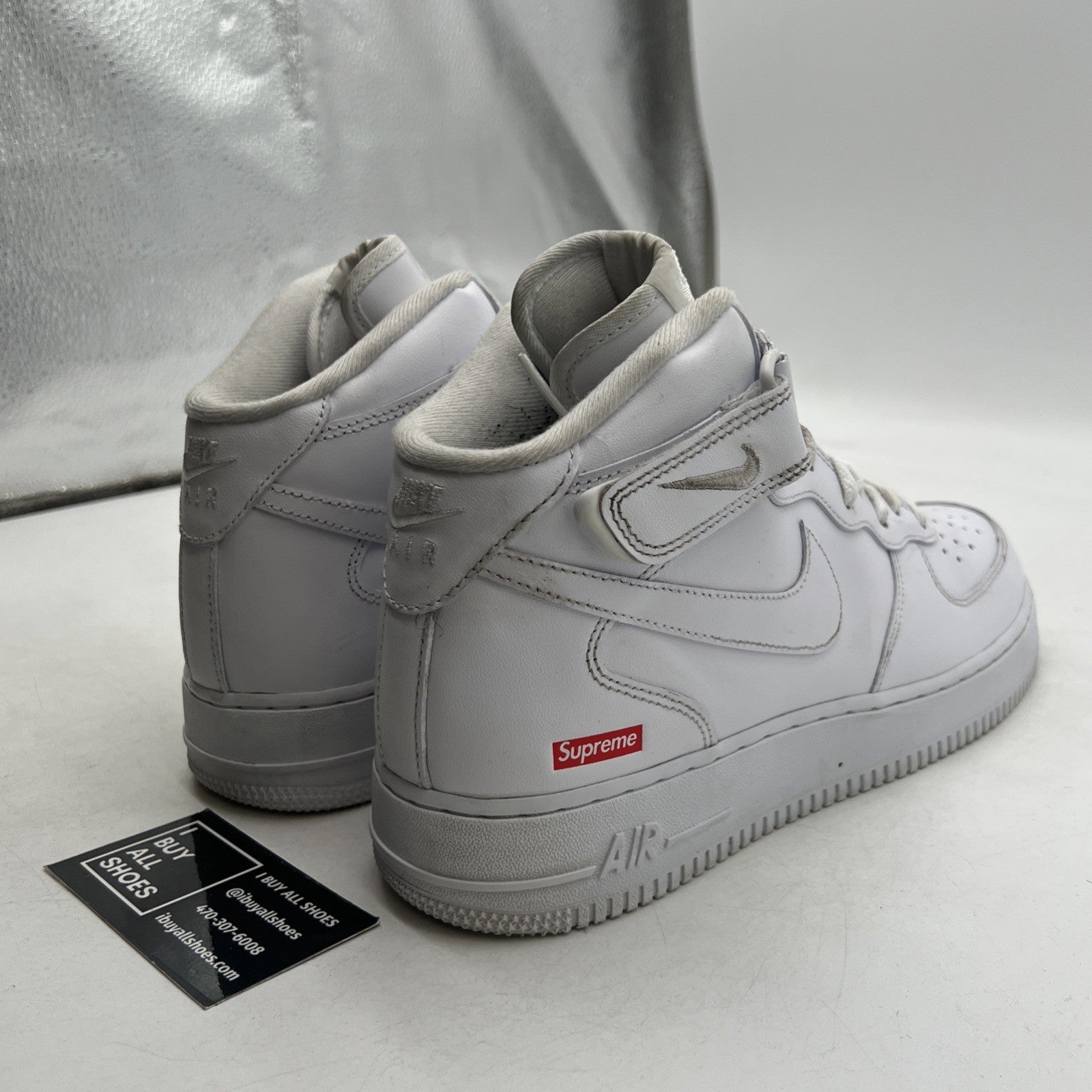 Size 10 - Nike Supreme x Air Force 1 Mid Box Logo - Triple White (FZ8784-100)