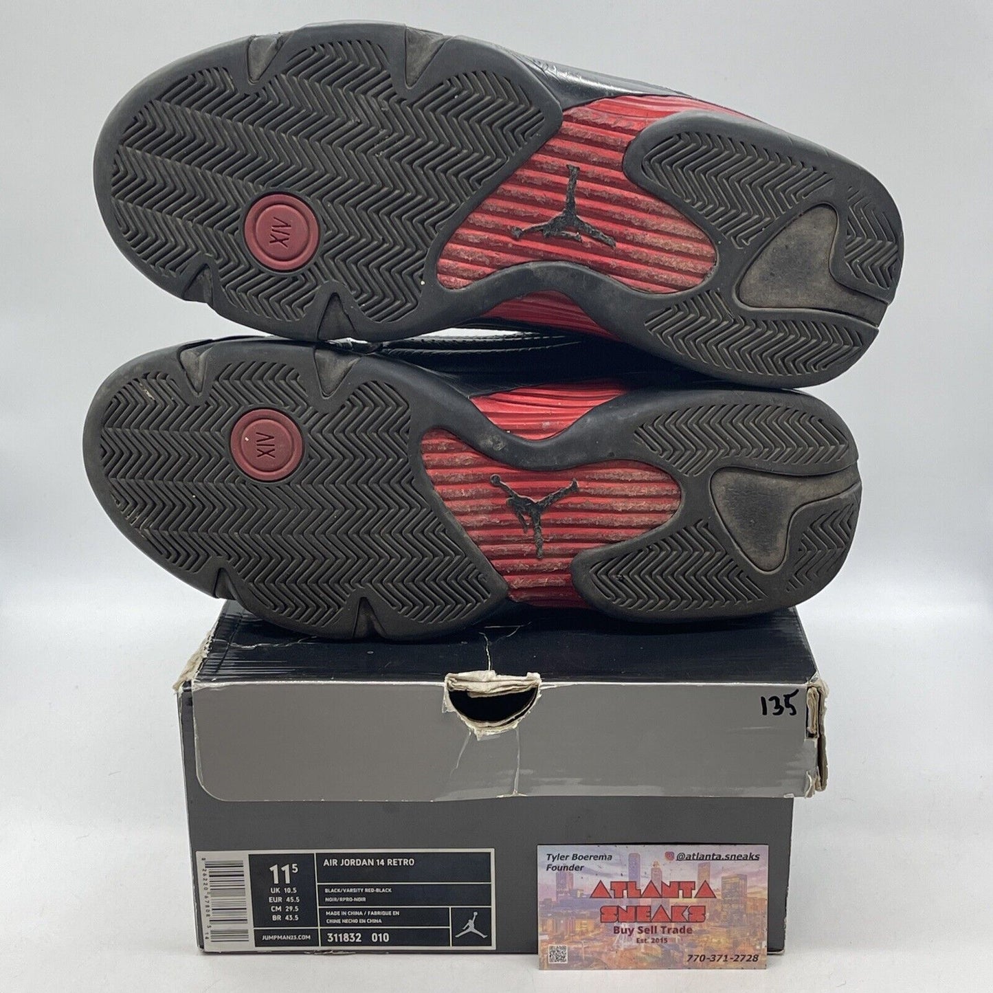 Size 11.5 - Air Jordan 14 Retro 2011 Last Shot Red Black Suede (311832-010)