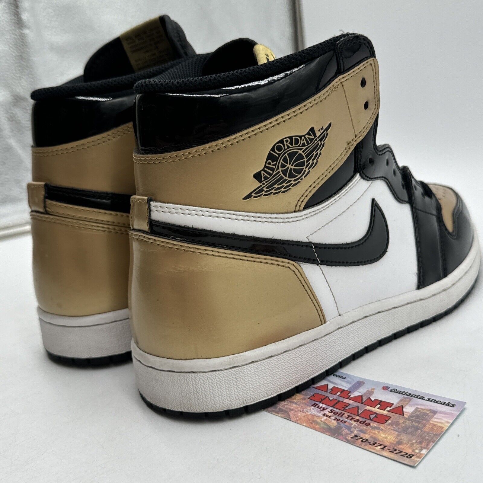 Size 11.5 - Jordan 1 Retro High OG NRG Gold Toe 2018 Patent White Shine Classics