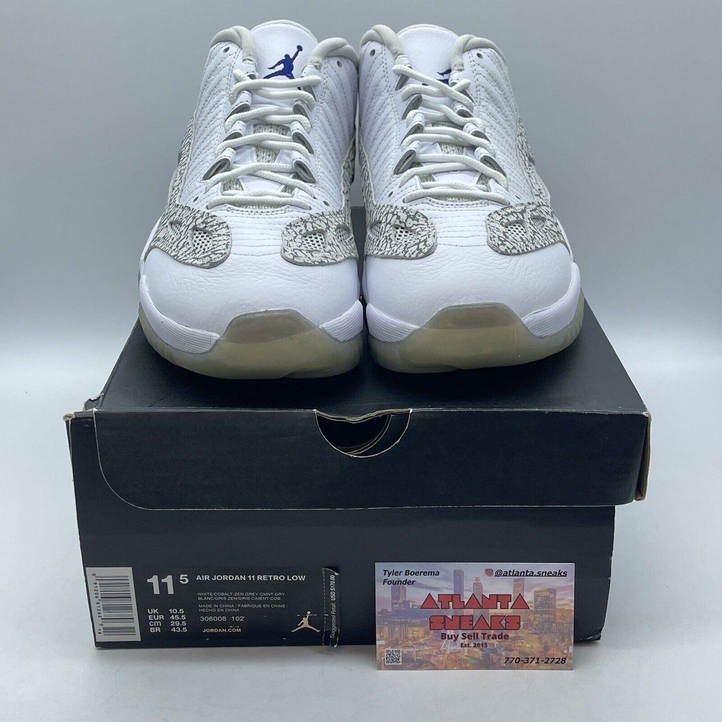 Size 11.5 - Air Jordan 11 Retro IE 2015 Low Cobalt White Suede (306008-102)