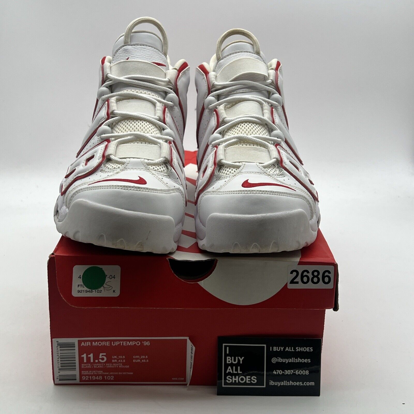 Size 11.5 - Nike Air More Uptempo White Varsity Red 2018 (921948-102)