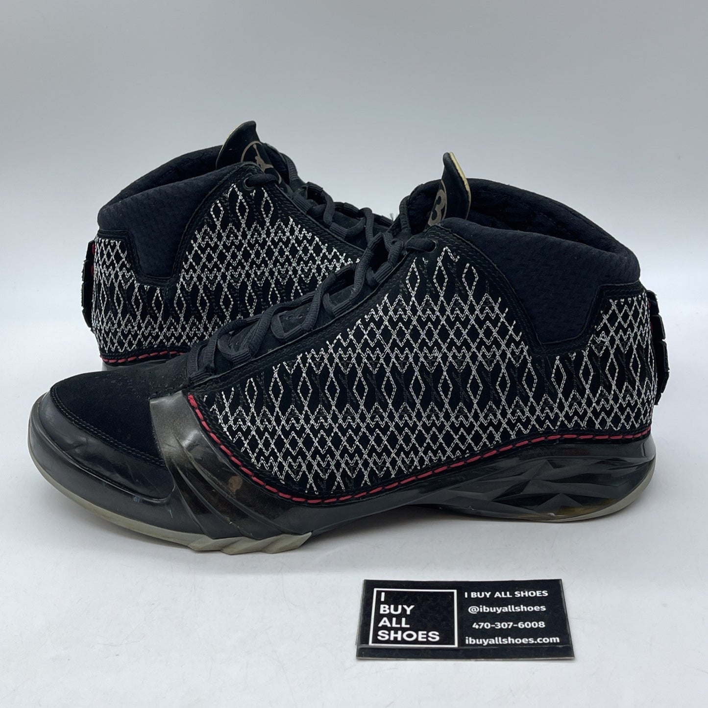 Size 13 - Air Jordan 23 OG Black Stealth White Red Suede (318376-001)
