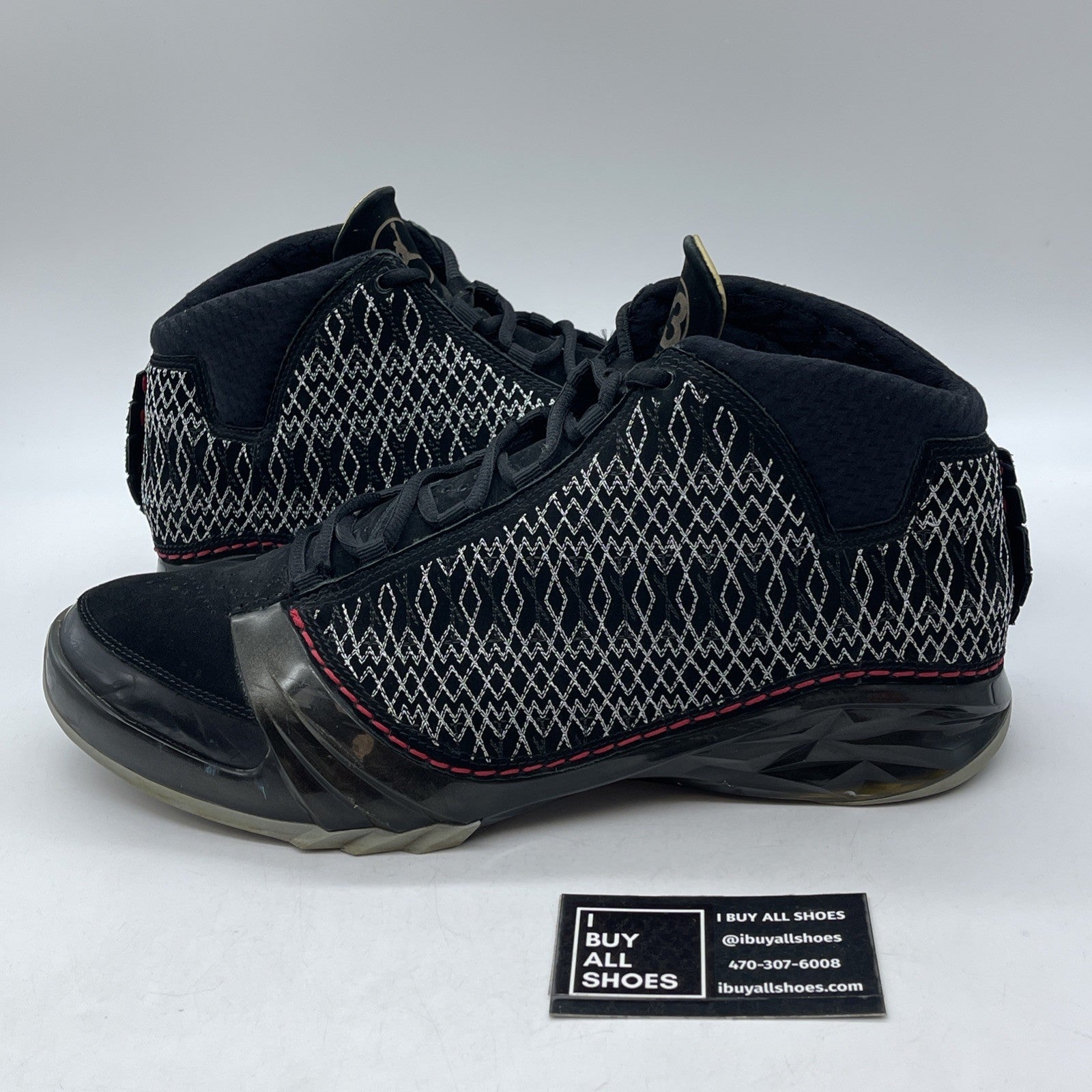 Size 13 - Air Jordan 23 OG Black Stealth White Red Suede (318376-001)