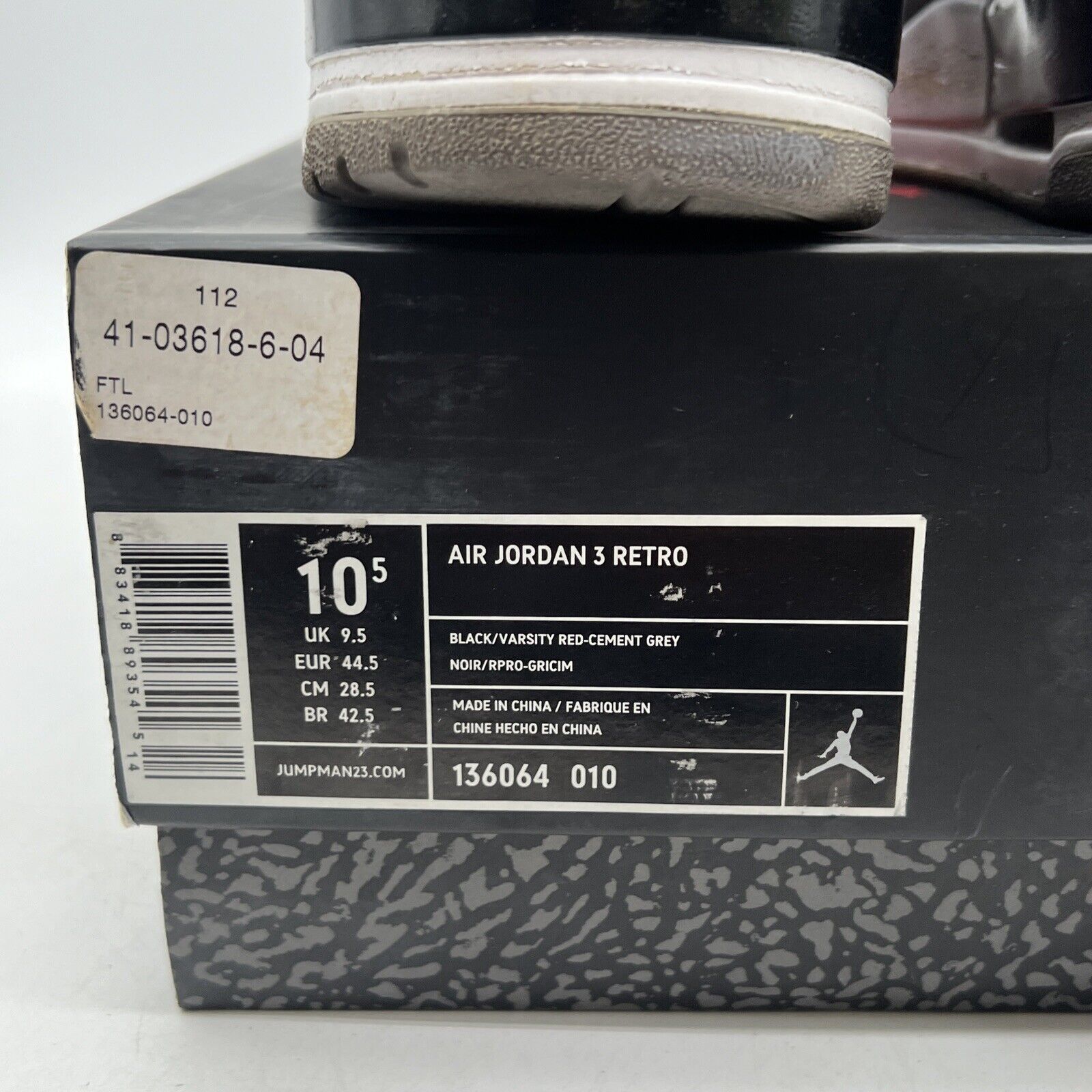 Size 10.5 - Jordan 3 Retro release 2011 (136064-010)