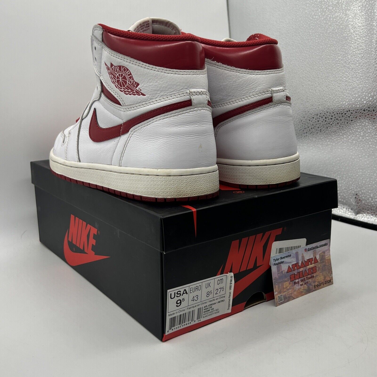 Size 9.5 - Air Jordan 1 Retro OG High Metallic Red White Leather (555088-103)