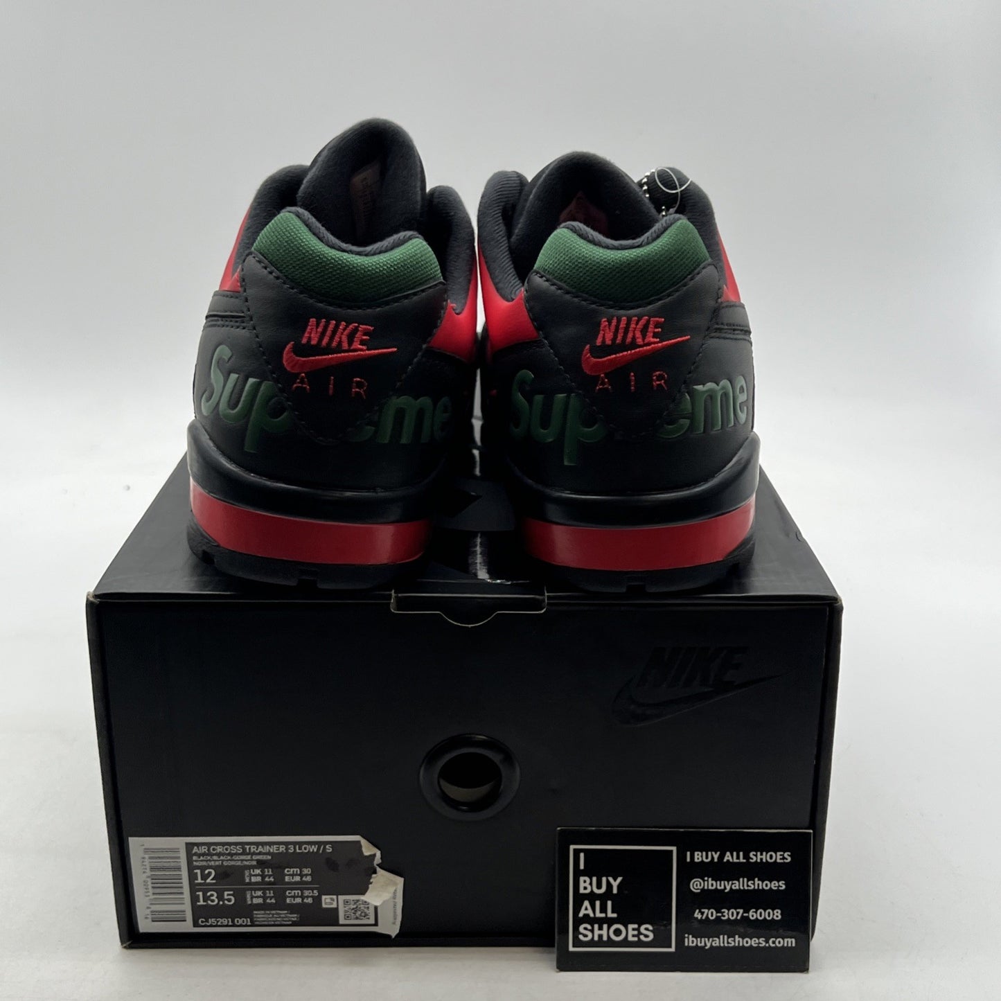 Size 12 - Nike Supreme x Air Cross Trainer 3 Low Black Gorge Green (CJ5291-001)