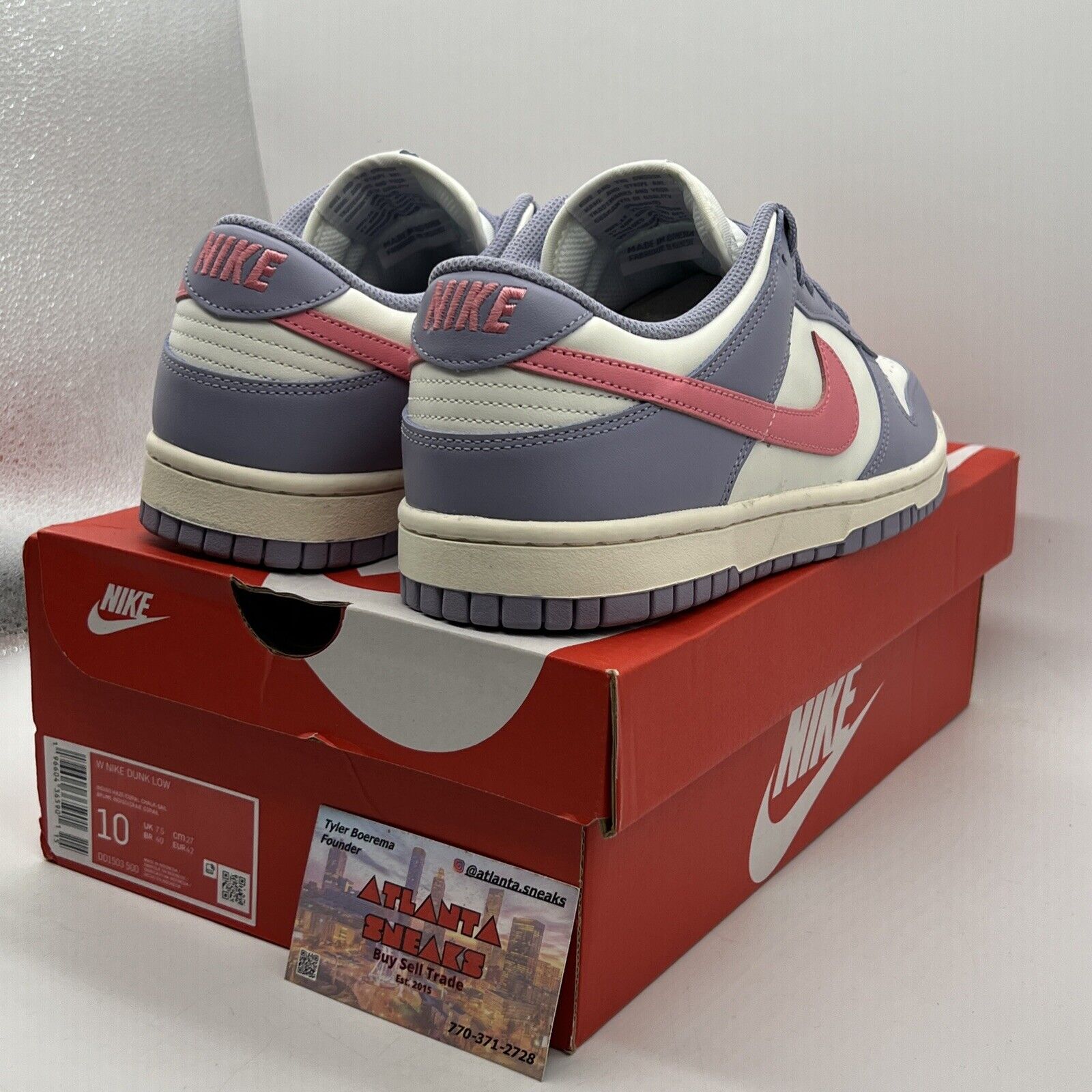 Size 10 - Nike Dunk Low Indigo Haze W Purple Pink White Leather (DD1503-500)