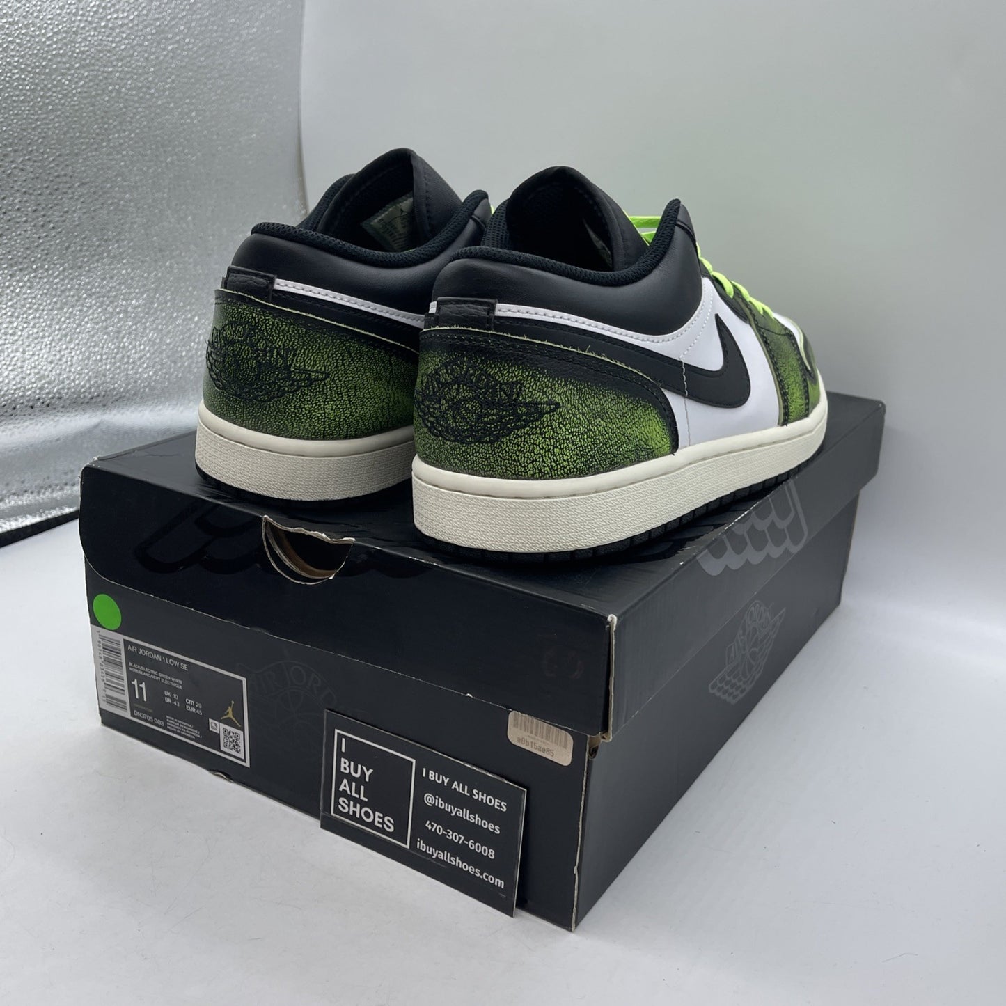 Size 11 - Air Jordan 1 SE Low Wear-Away Electric Green (DN3705-003)
