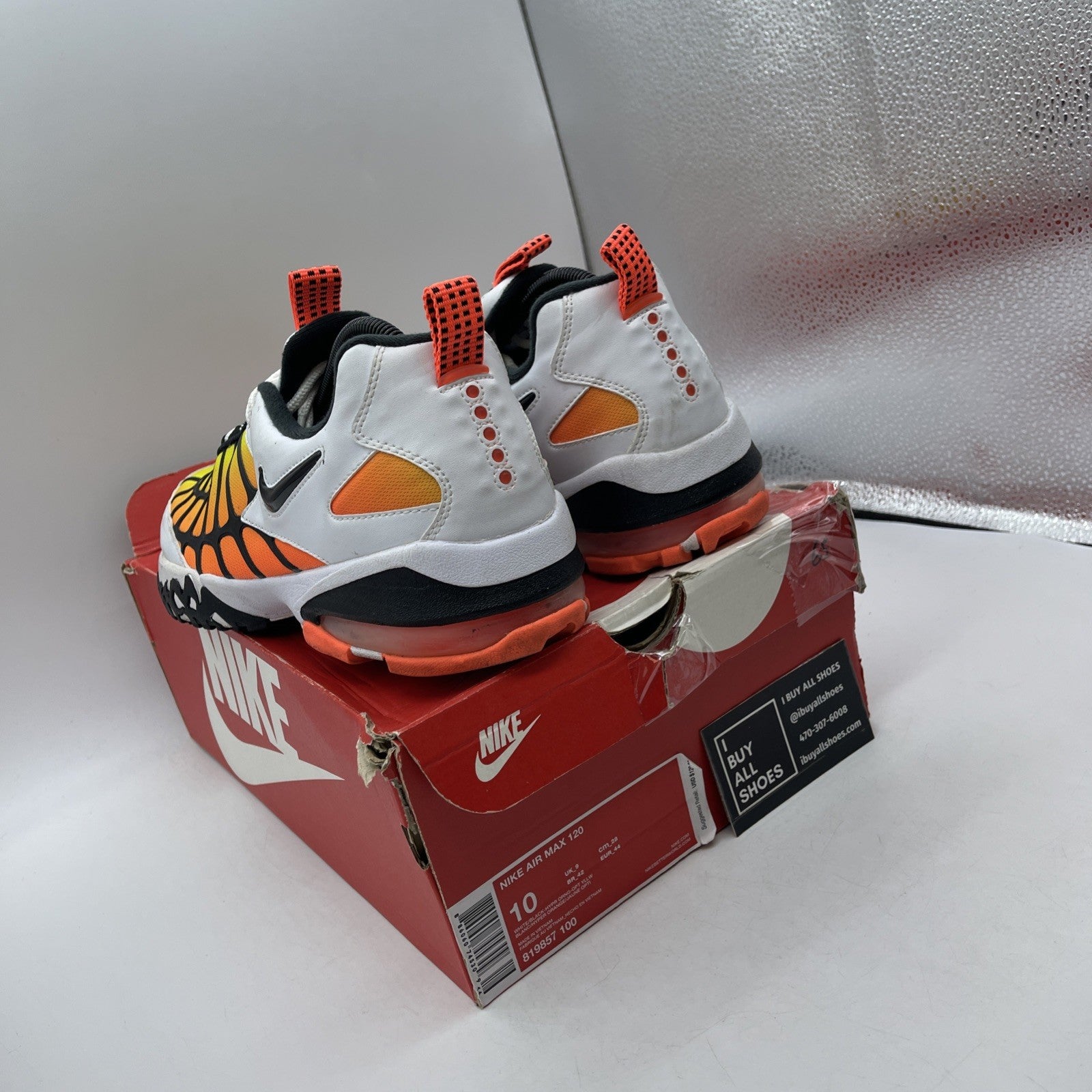 Size 10 - Nike Air Max 120 Hyper Orange White (819857-100)