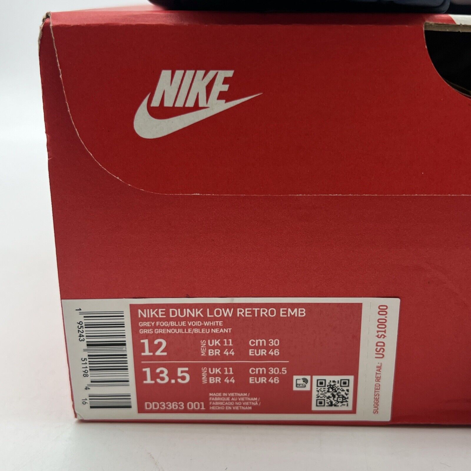 Size 12 - Nike NBA x Dunk EMB Low 75th Anniversary - Nets (DD3363-001)