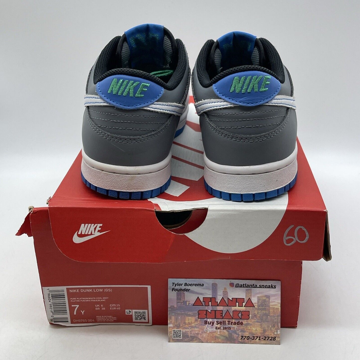 Size7Y - Nike Dunk GS Low Pure Platinum Photo Blue 2023 Grey White (DH9765-004)