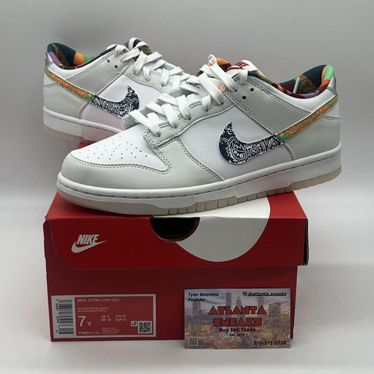 *Nike DUNK Low White Paisley multi-color Kids Shoes GS Women's FN8913-141 Og All