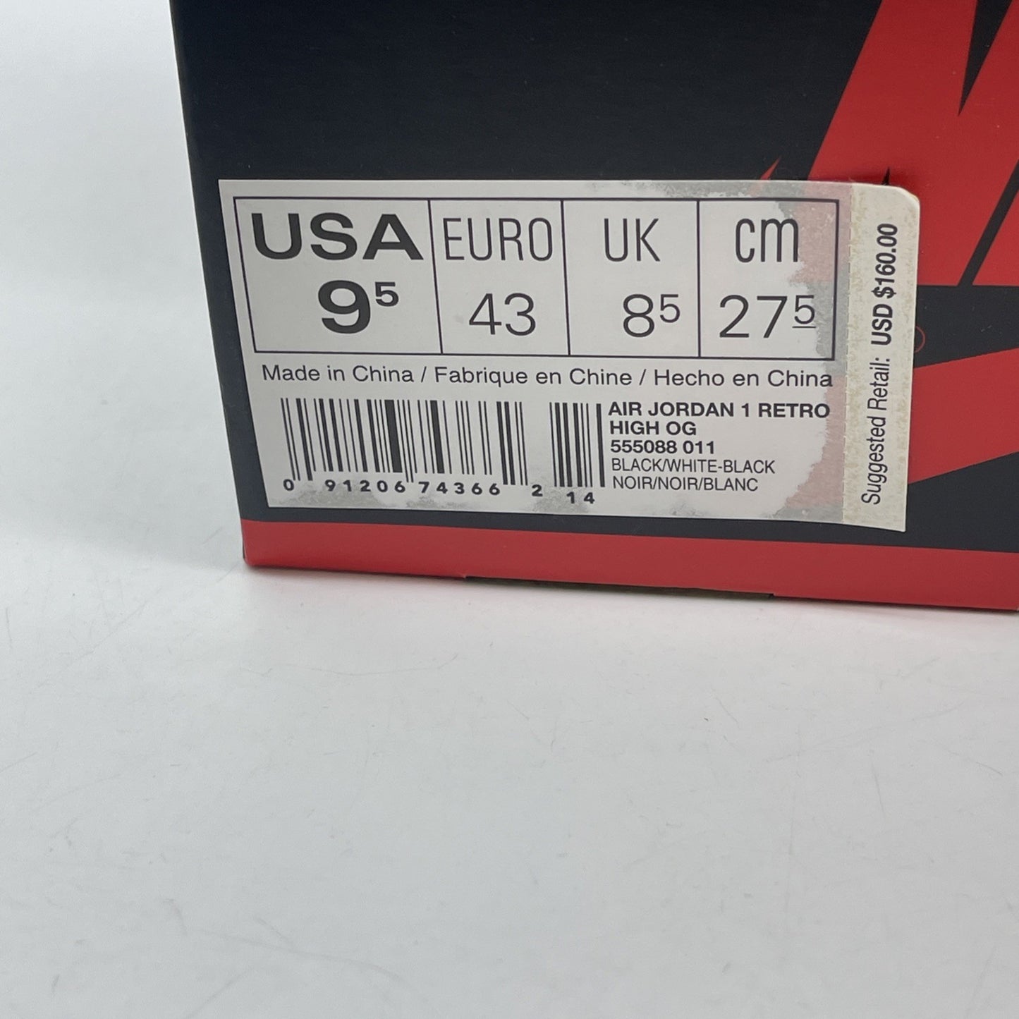Size 9.5 - Air Jordan 1 Retro OG Prm High Yin Yang Black Leather (555088-011)