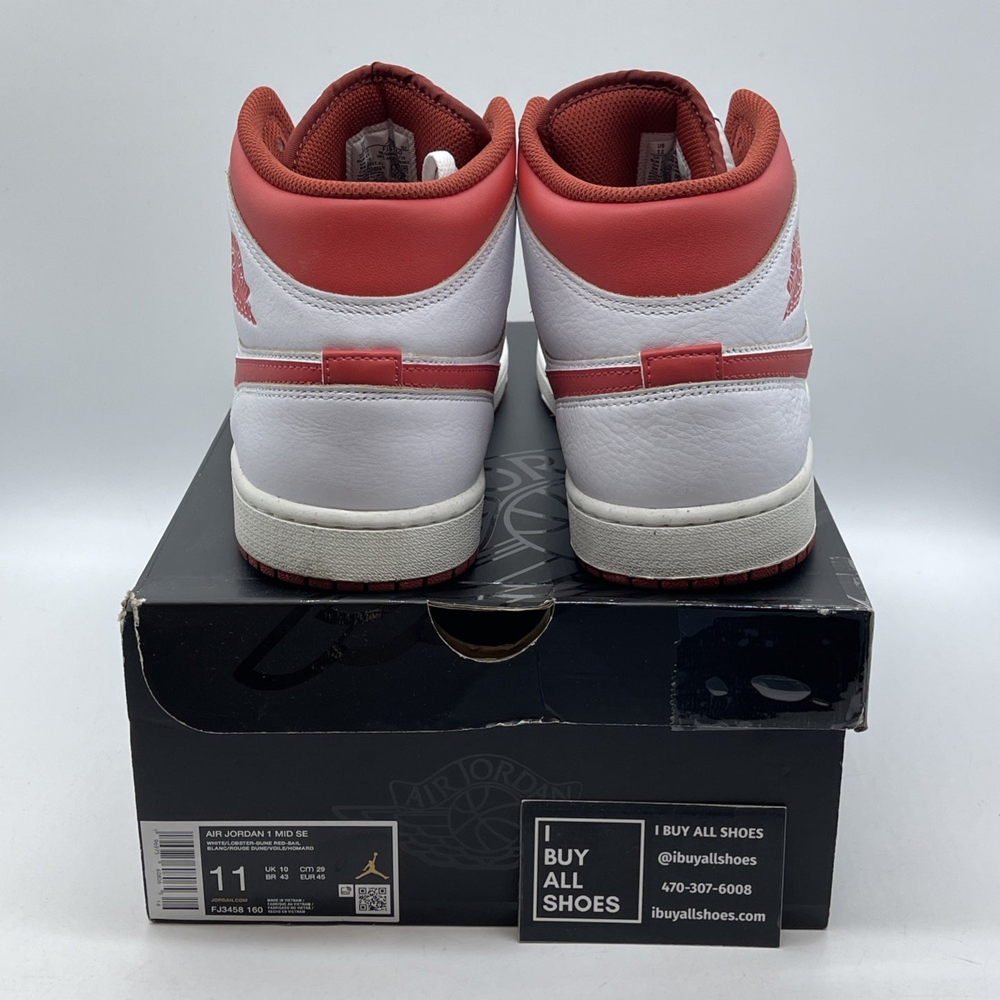 Size 11 - Air Jordan 1 Mid White Dune Red White Red Leather (FJ3458-160)