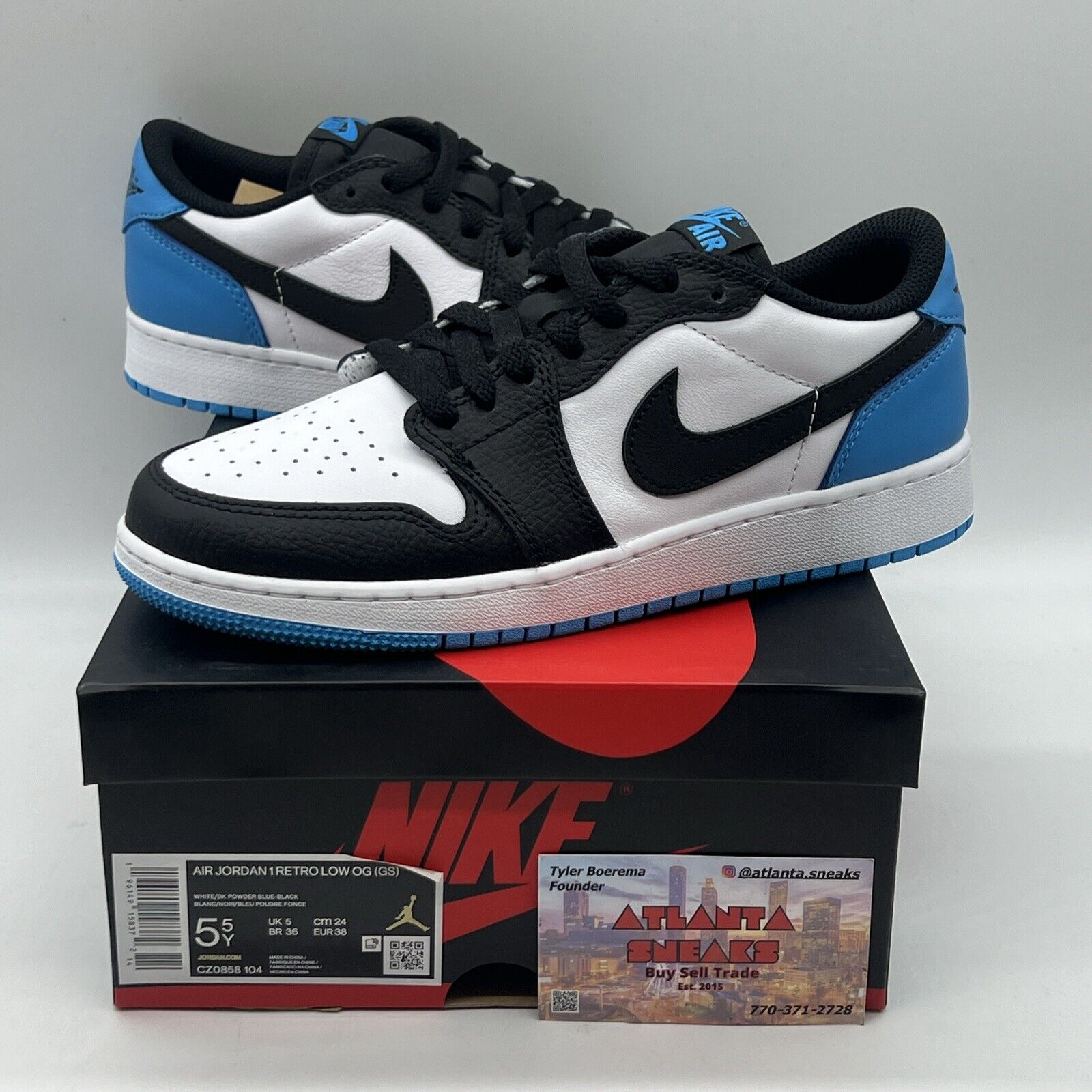 Size 5 - Jordan 1 Retro Low OG UNC Dark Powder Blue Brand New