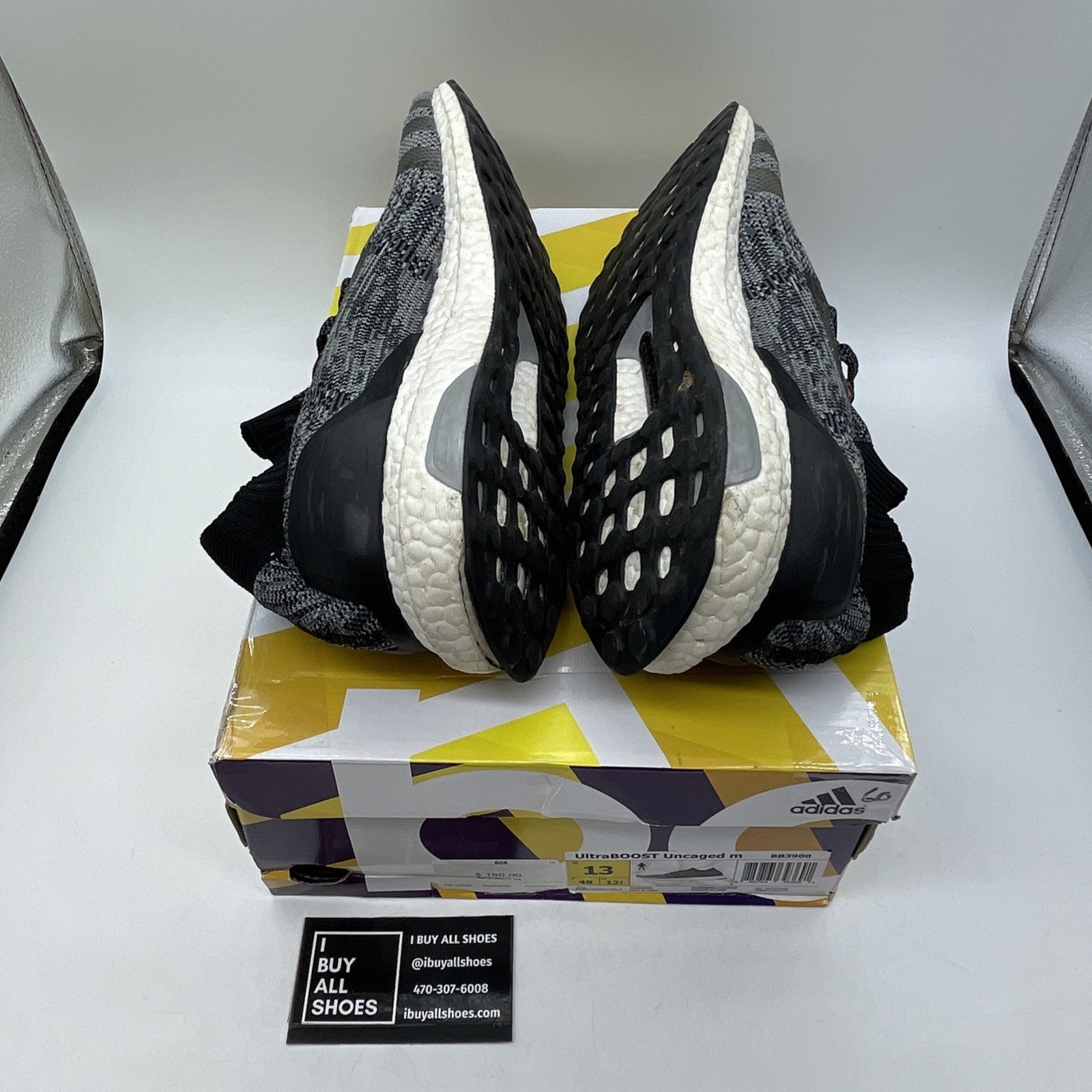 Size 13 - adidas UltraBoost Uncaged Core Black Grey White Suede (BB3900)