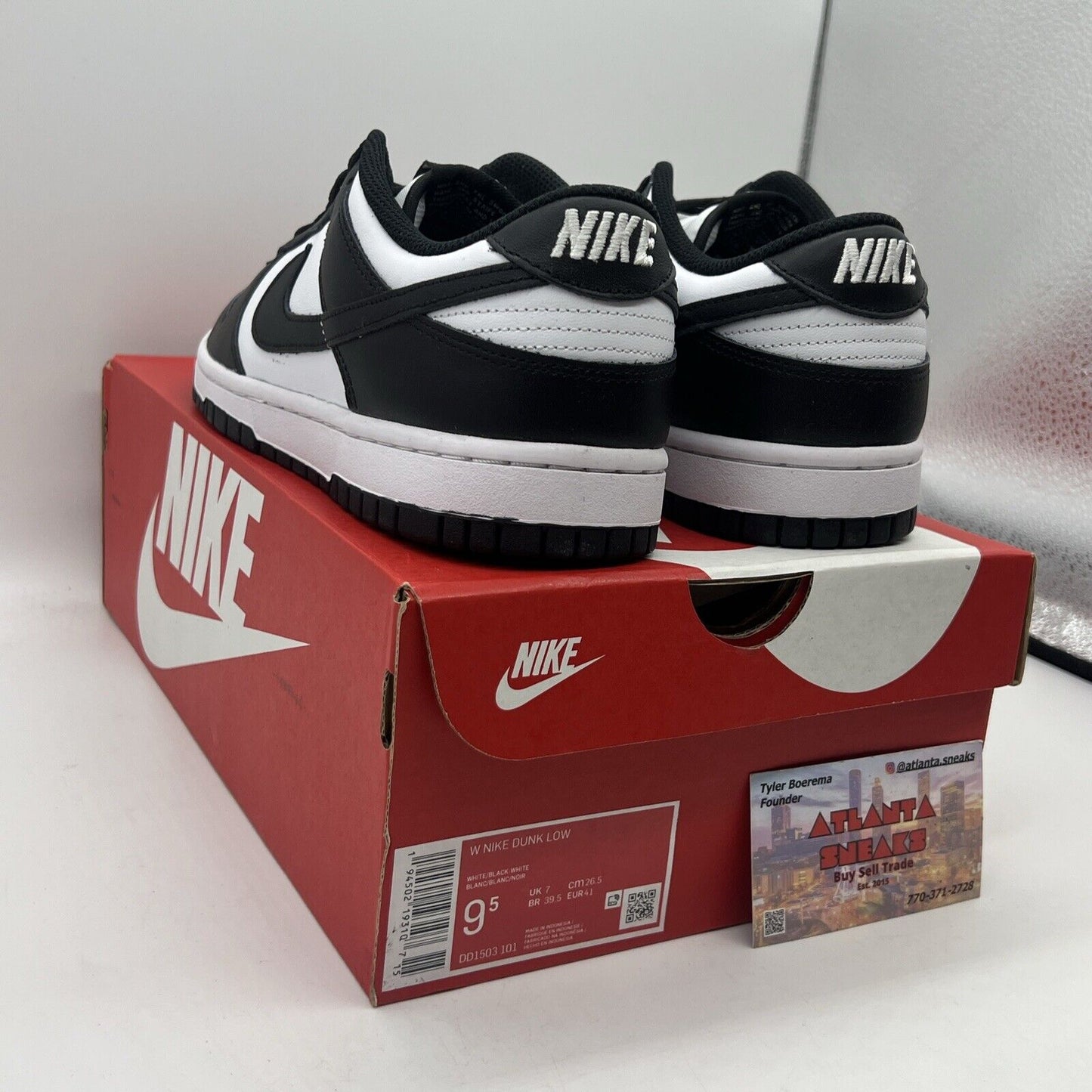 Size 9.5 - Nike Dunk Low Black White W Brand New Og All