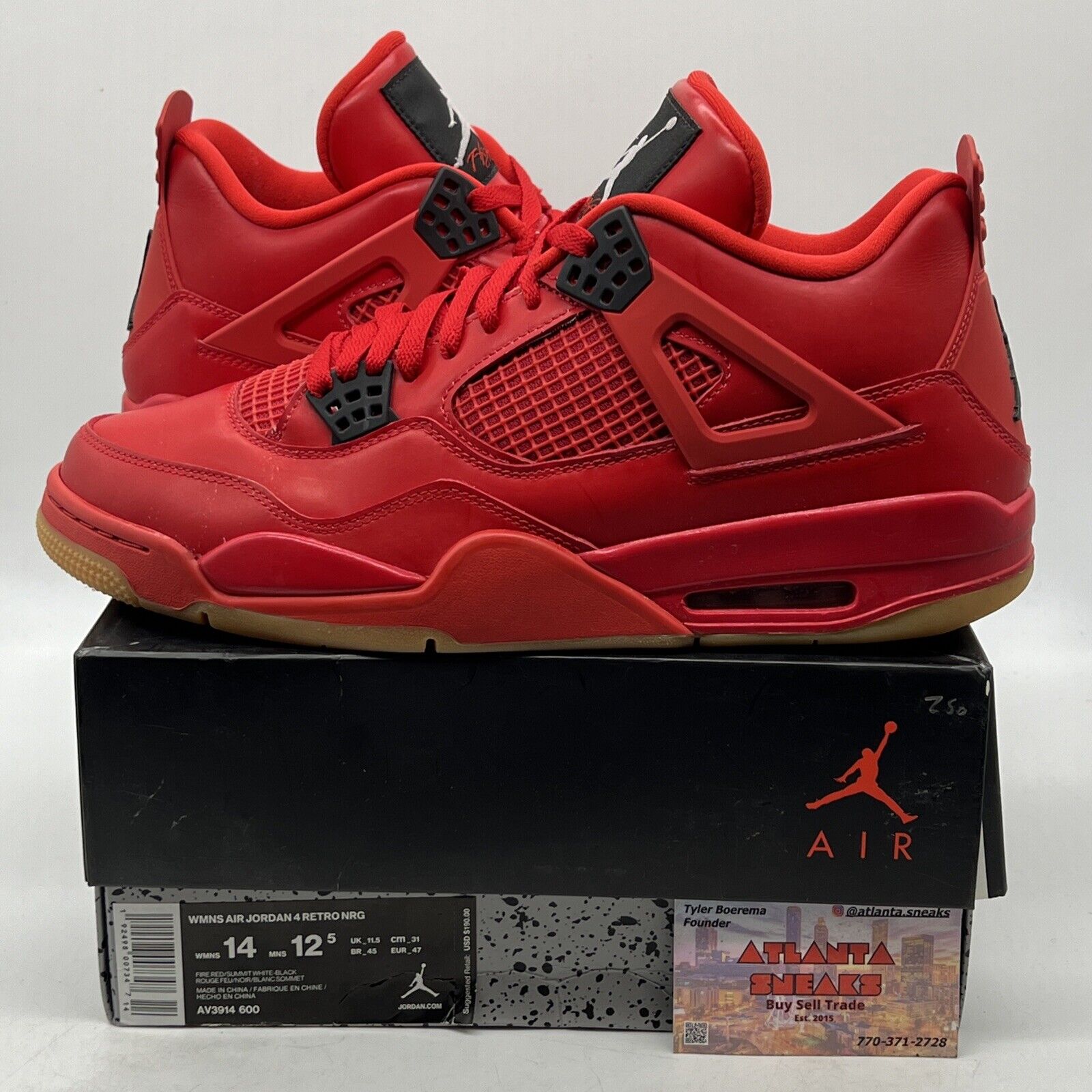 Size 14 - Air Jordan 4 Retro NRG Singles Day W Red Leather Gum (AV3914-600)