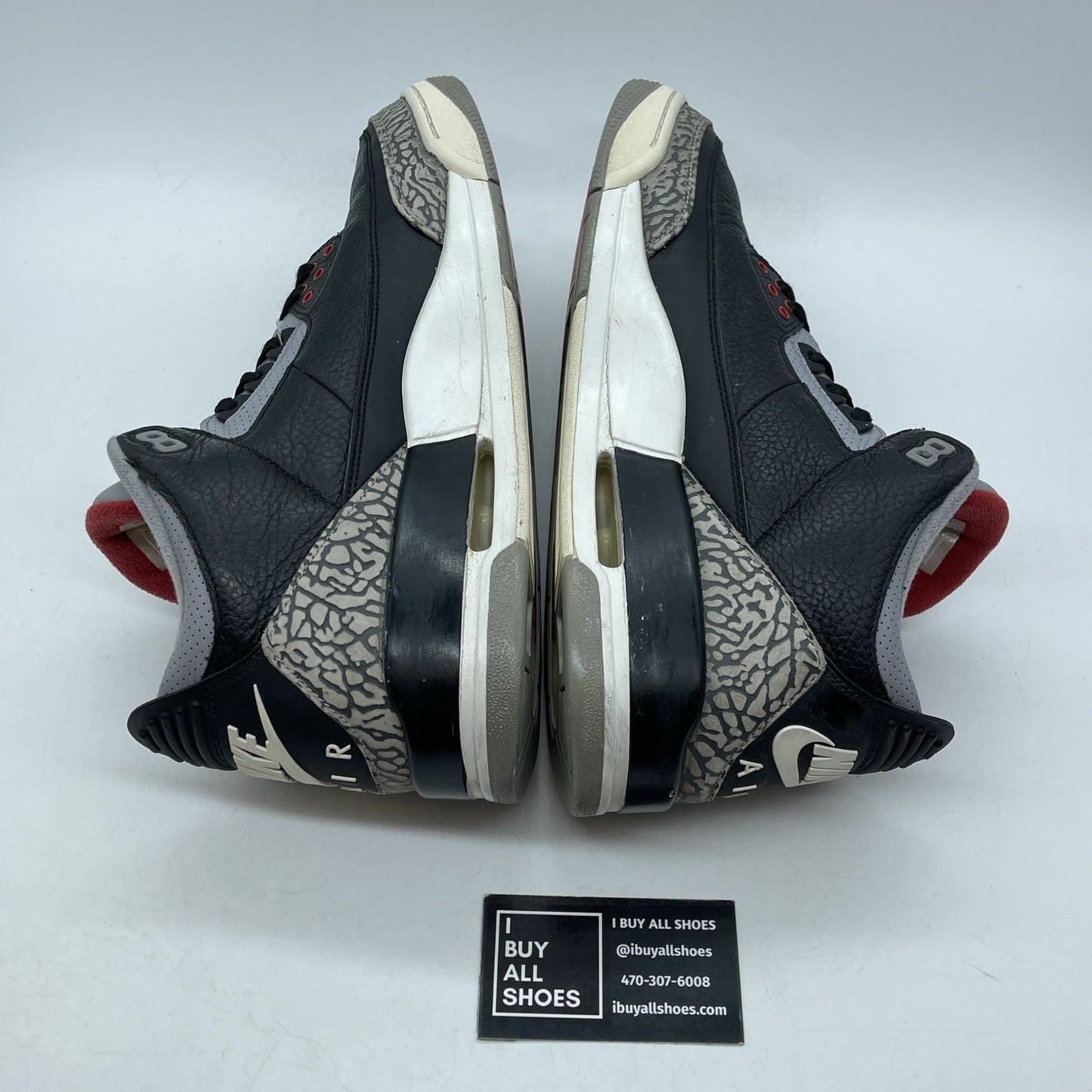 Size 12 - Jordan 3 Retro OG Mid Black Cement Grey Leather Suede (854262-001)