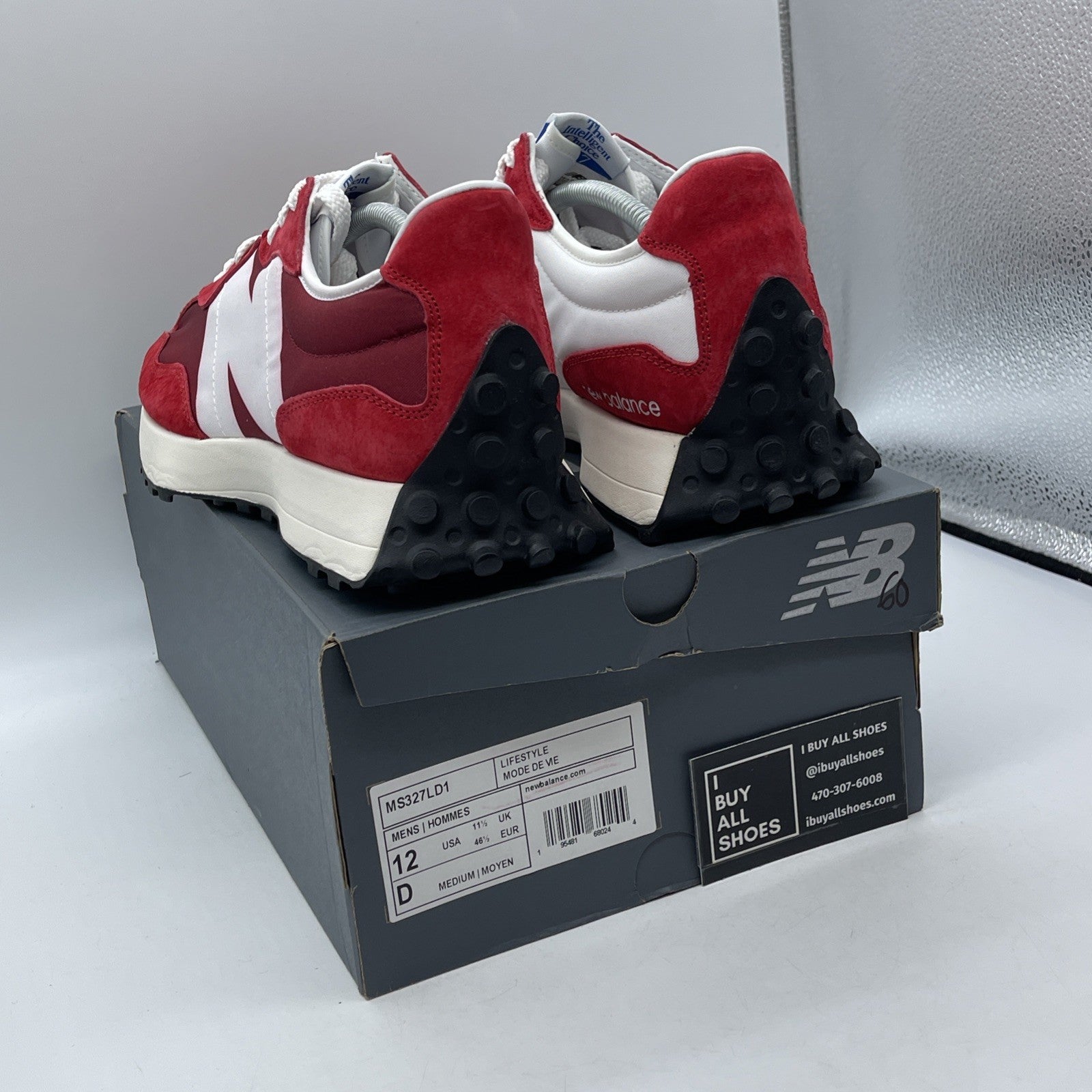 Size 10 - New Balance 327 Scarlet Red White Suede (MS327LD1)