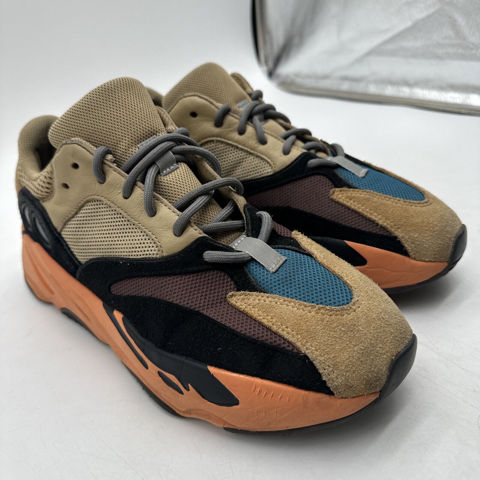 Size 10 - adidas Yeezy Boost 700 Enflame Amber. Orange Blue Yellow Suede Kanye