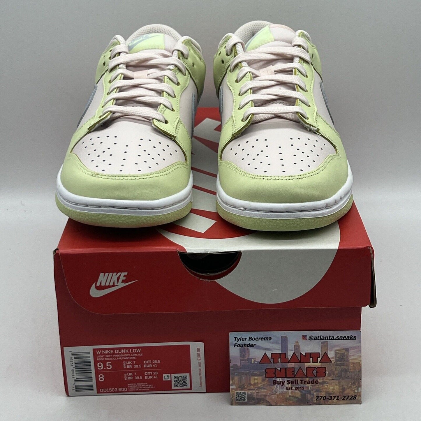 Size 9.5 - Nike Dunk Low Ghost/Light Soft Pink/Lime Ice/White Brand New Og All