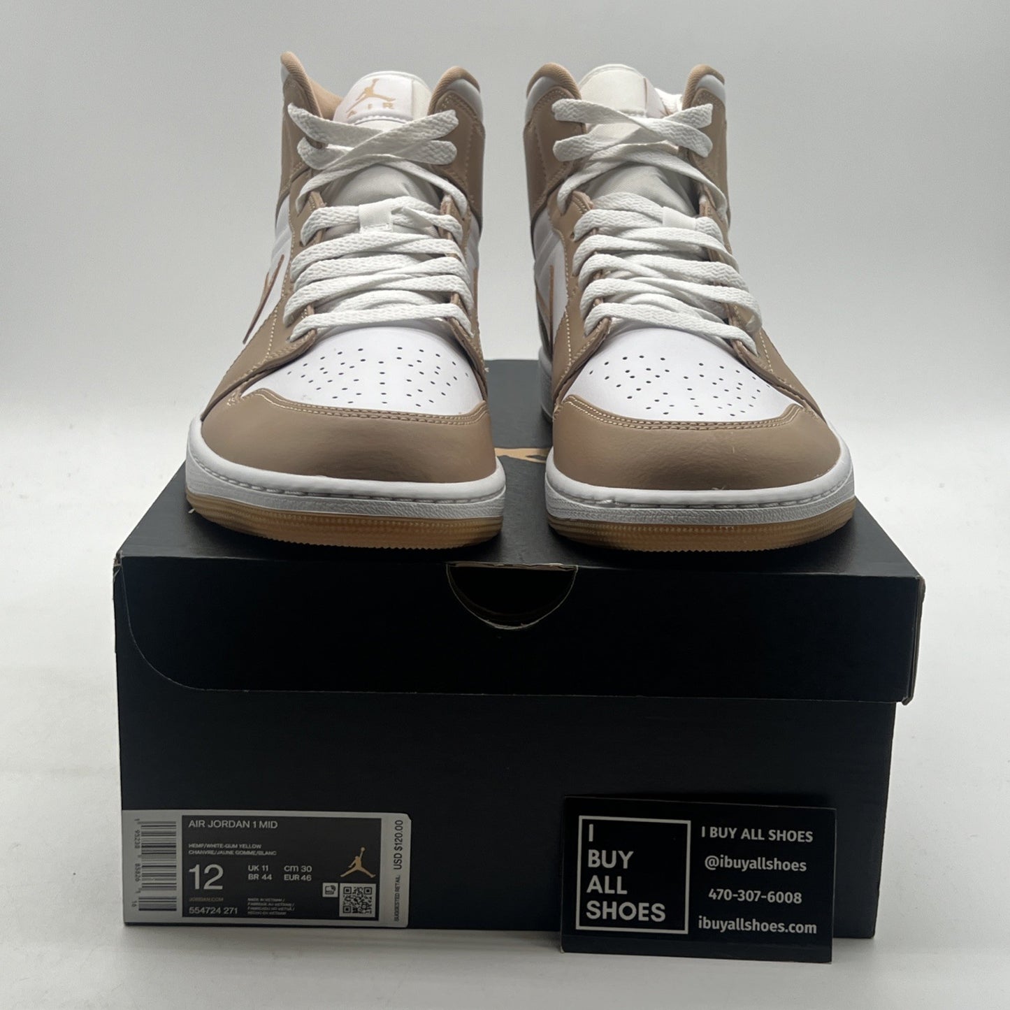 Size 12 - Air Jordan 1 Mid Tan Gum (554724-271)